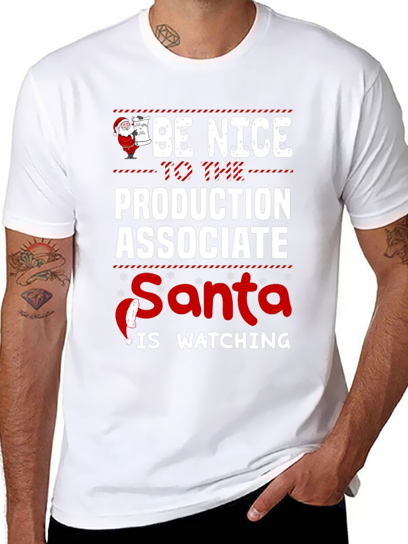 Be Nice to the Production Associate Santa T-Shirt