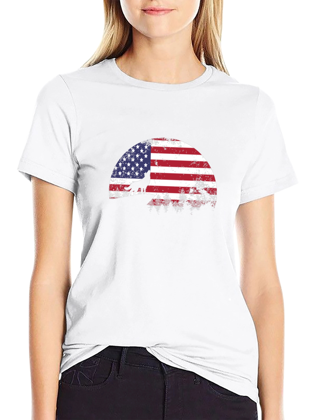 American Wolf T-Shirt - Patriotic USA Flag Graphic Tee