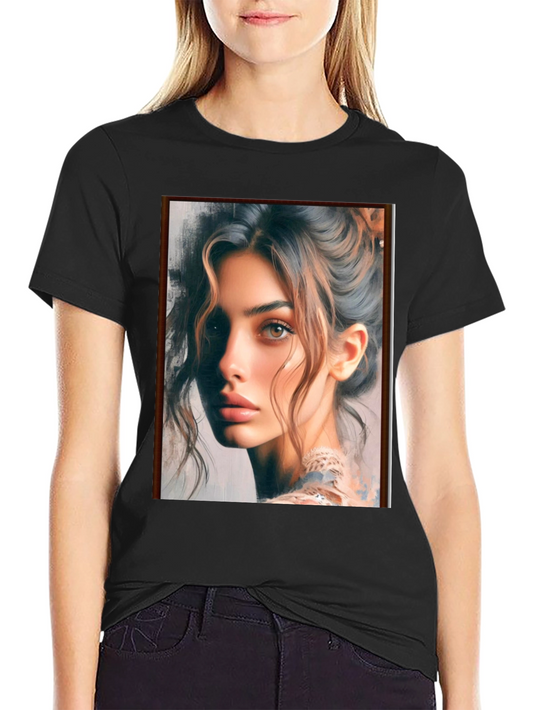 Black T-Shirt with Portrait Graphic