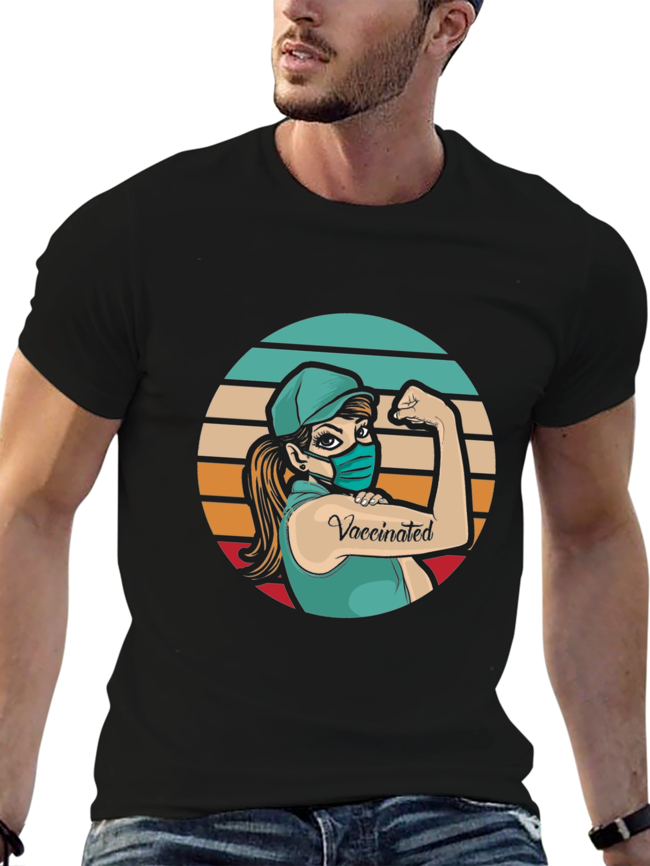 Vaccinated Woman Graphic T-Shirt - Black