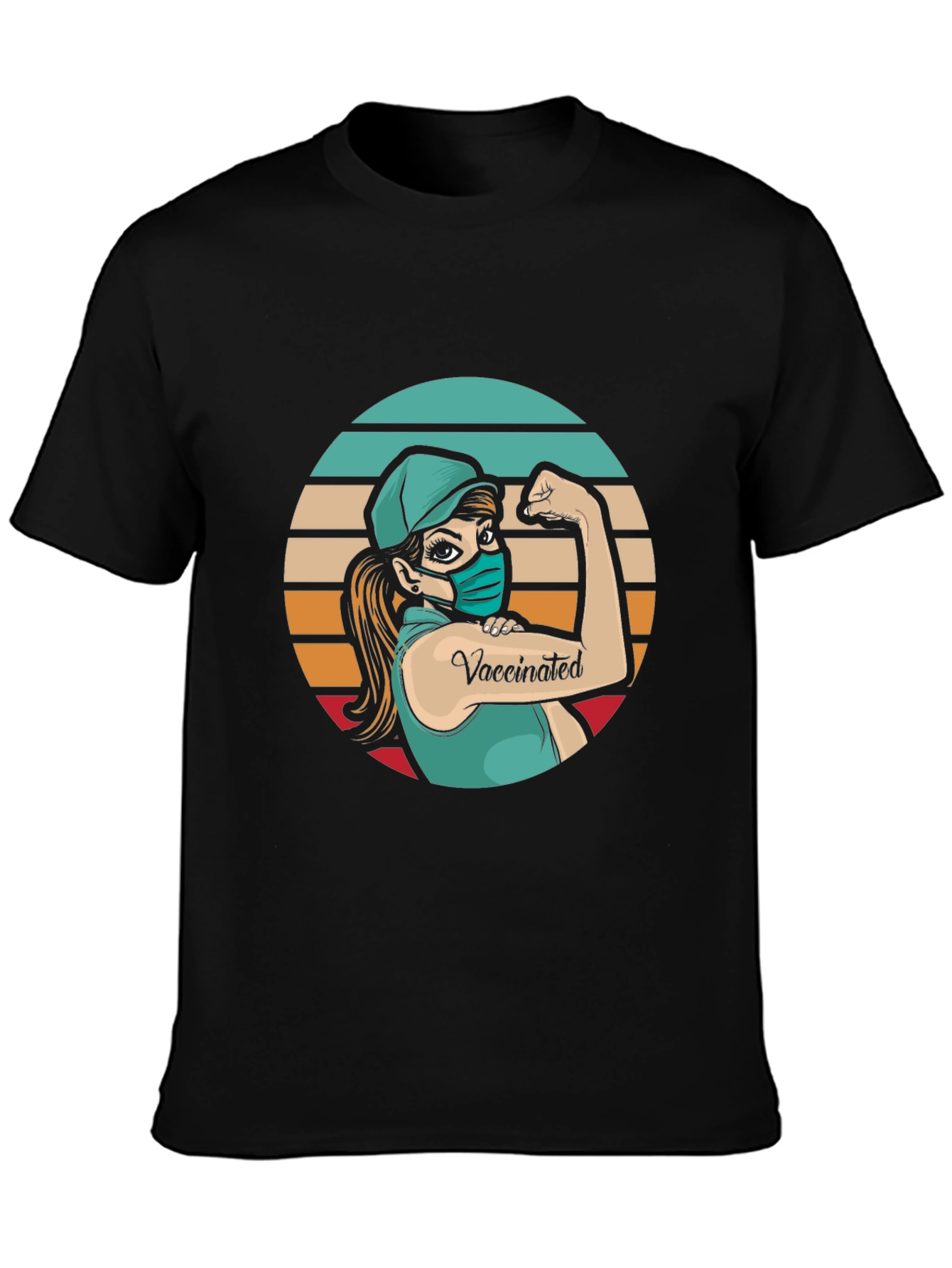 Vaccinated Woman Graphic T-Shirt - Black