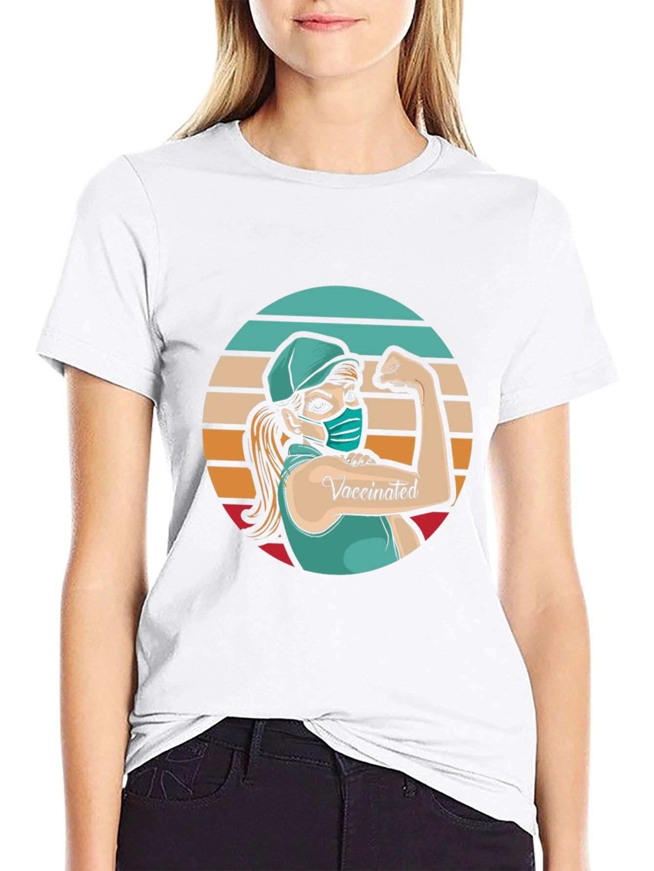Vaccinated Woman Graphic T-Shirt - Black