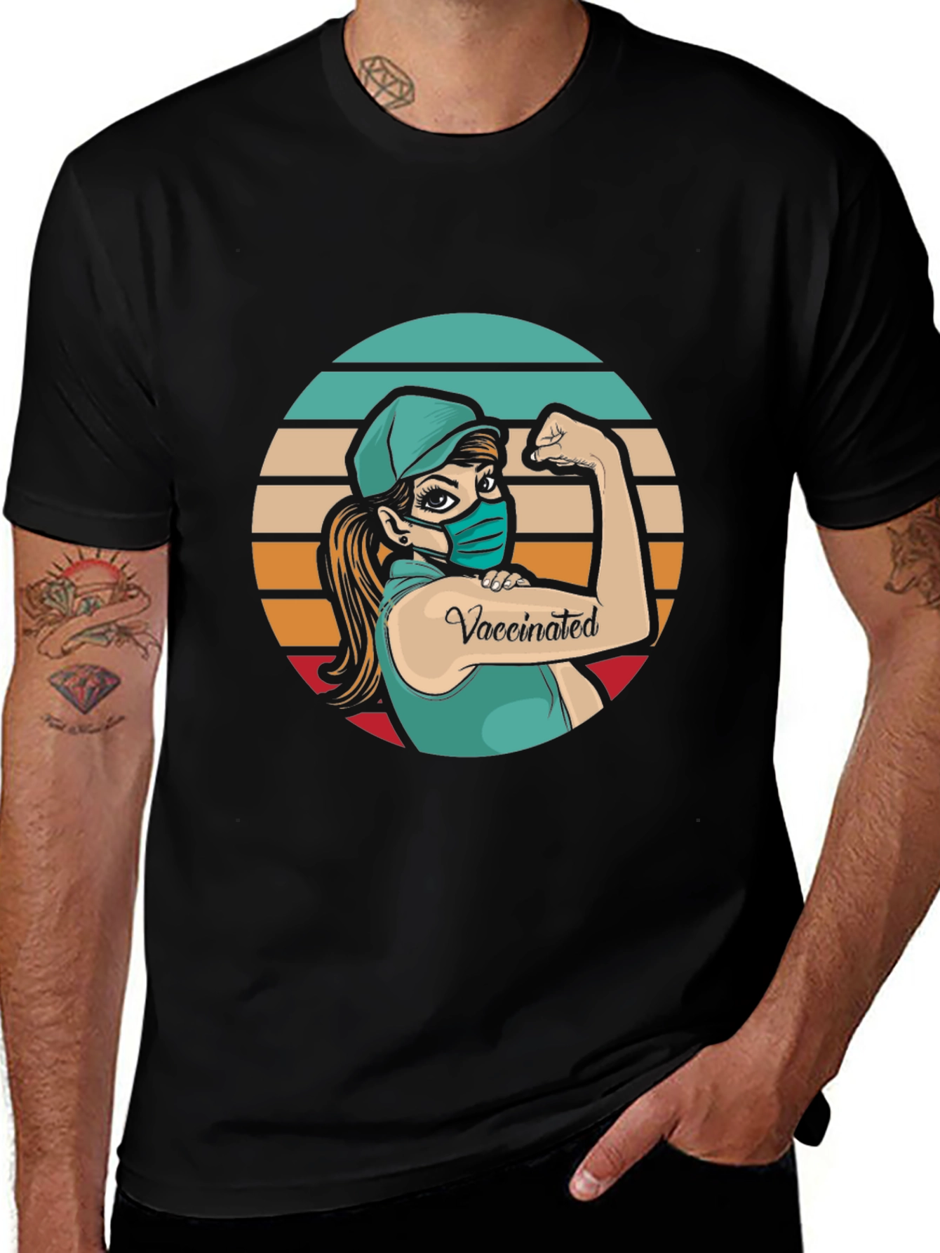 Vaccinated Woman Graphic T-Shirt - Black