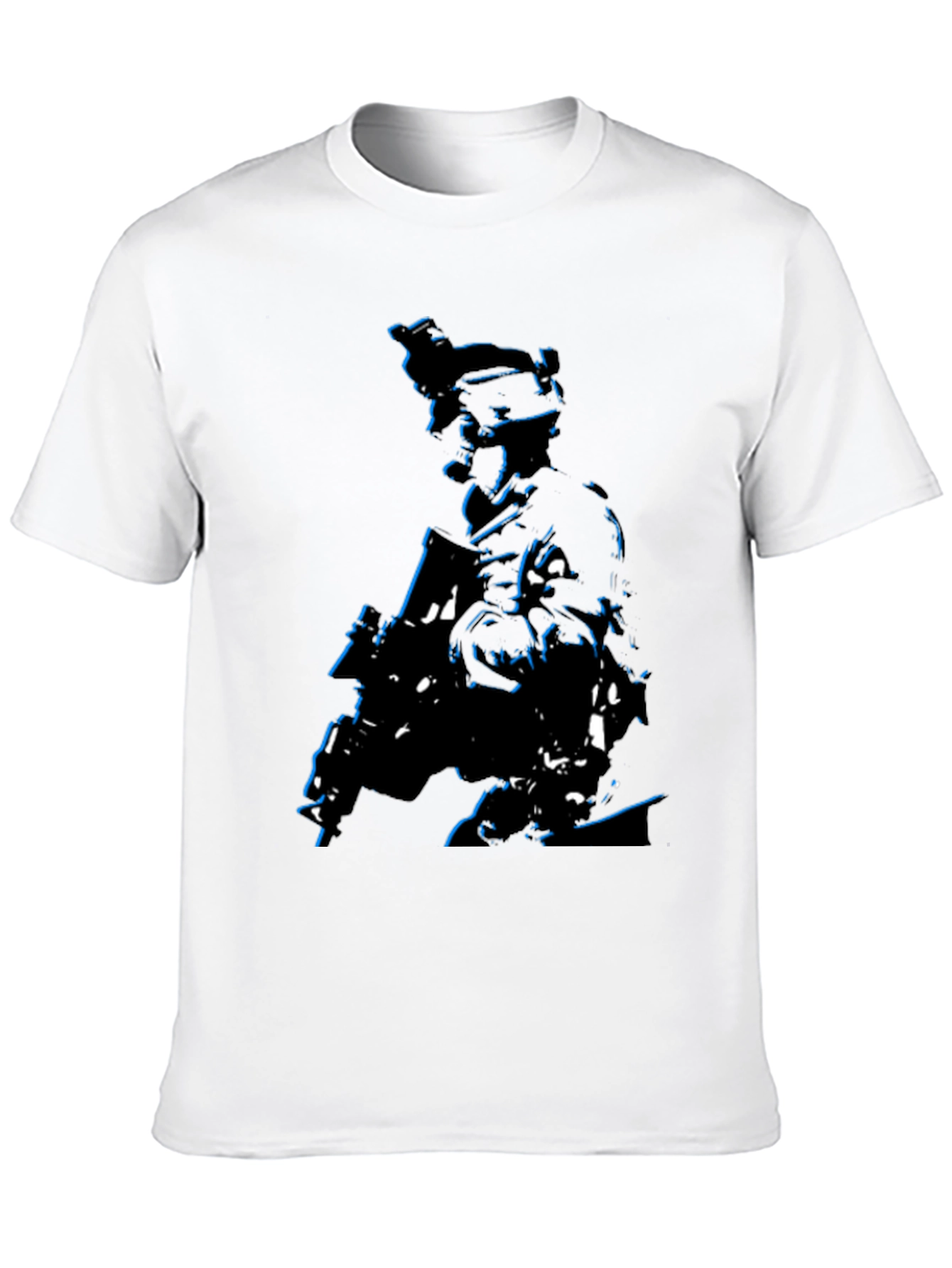 Tactical Soldier Graphic Tee - Black Cotton Blend