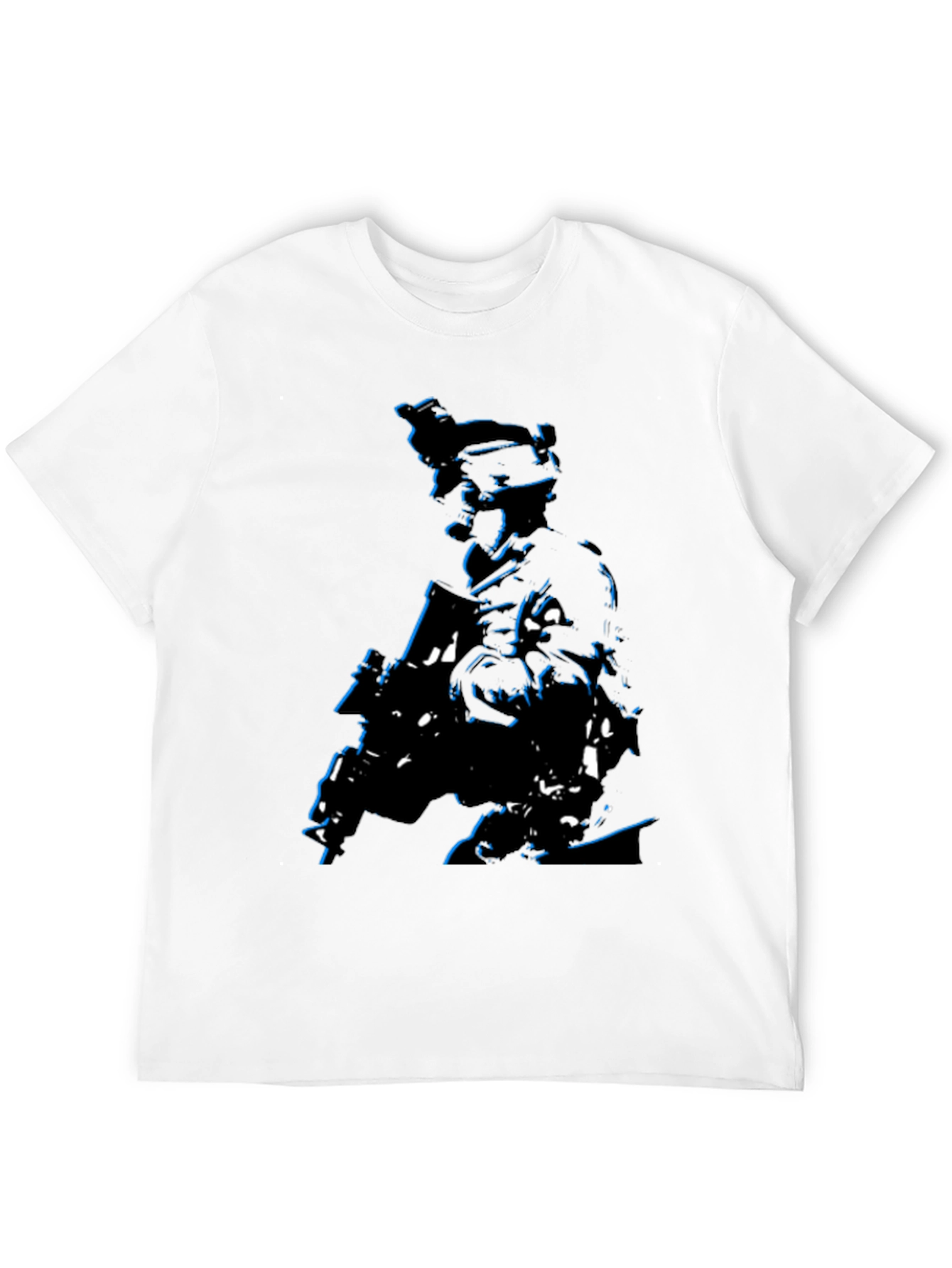 Tactical Soldier Graphic Tee - Black Cotton Blend