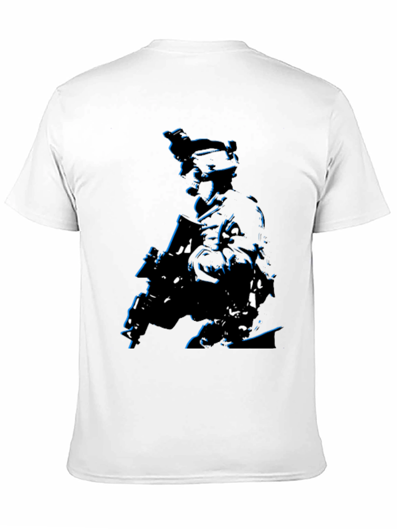 Tactical Soldier Graphic Tee - Black Cotton Blend