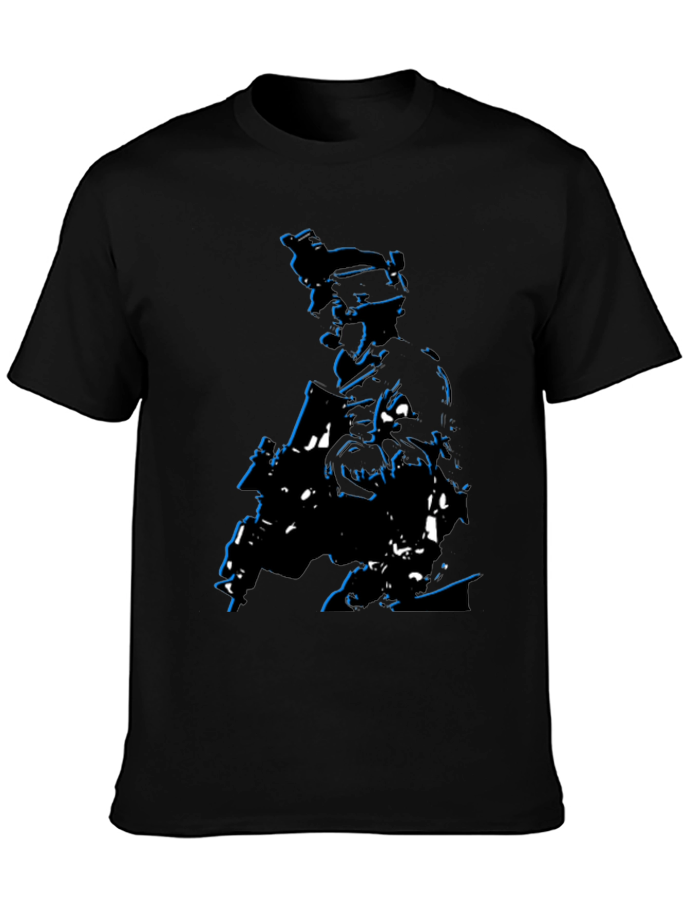 Tactical Soldier Graphic Tee - Black Cotton Blend