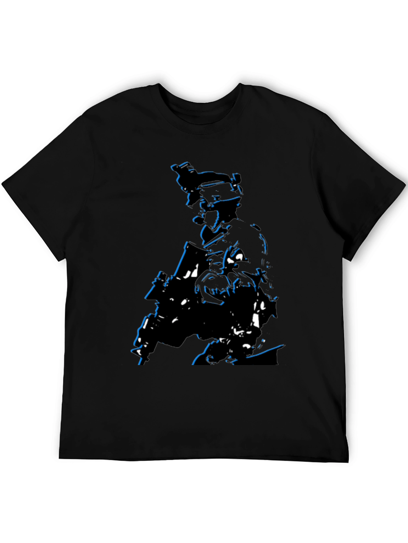Tactical Soldier Graphic Tee - Black Cotton Blend