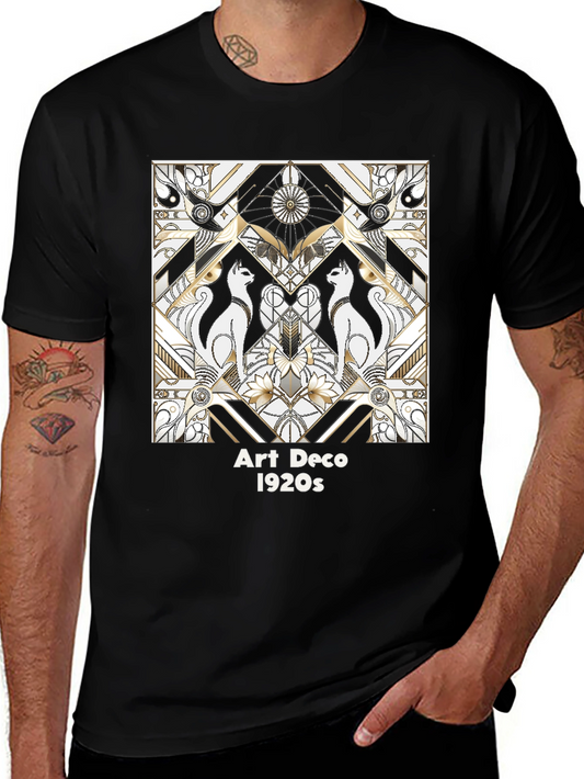 Art Deco Cat T-Shirt - Vintage 1920s Style