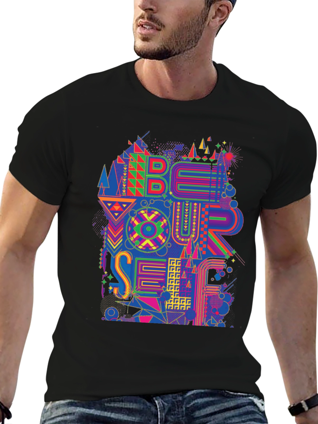 Be Yourself Graphic Print Mens Black T-Shirt