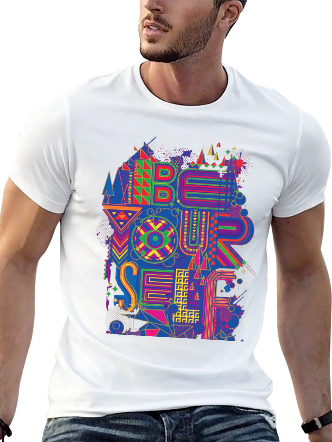 Be Yourself Graphic Print Mens Black T-Shirt