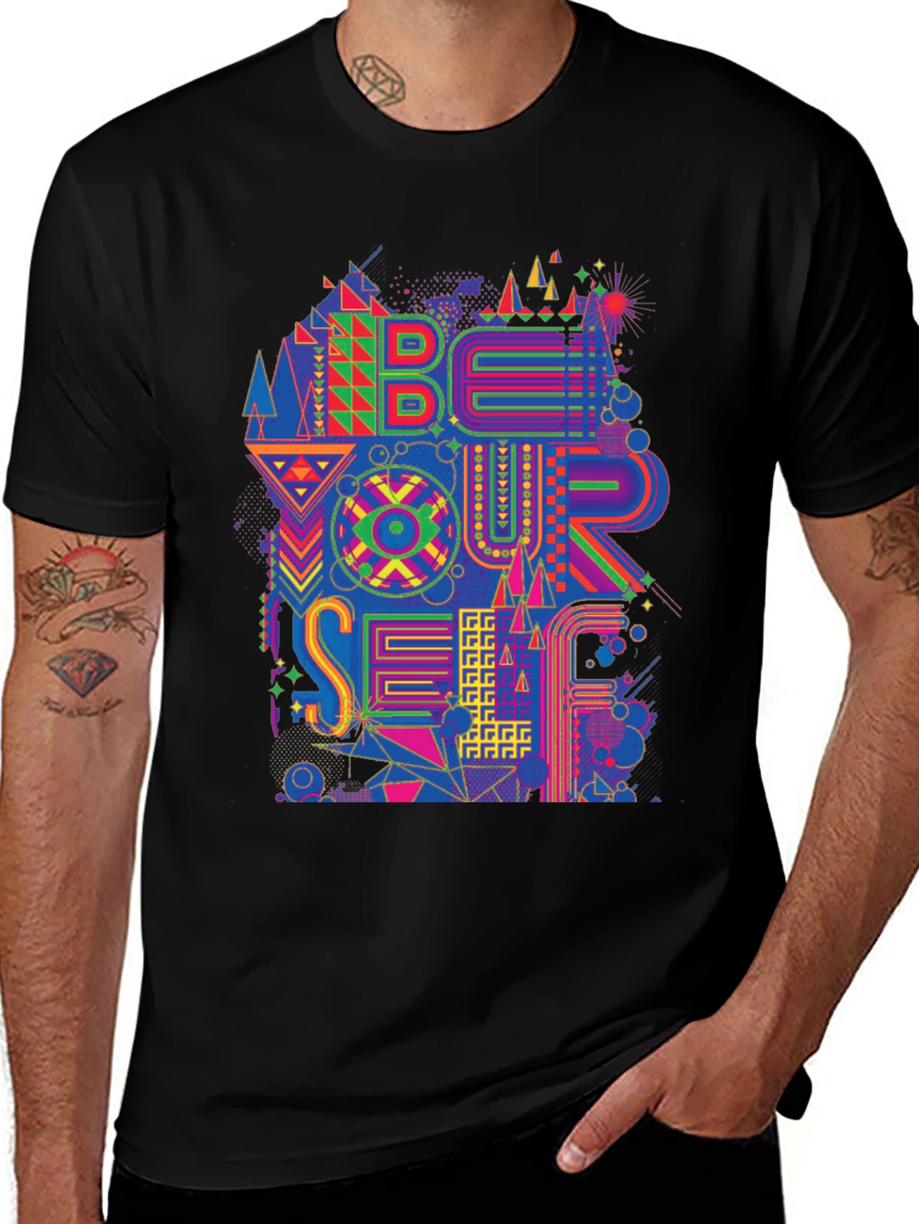 Be Yourself Graphic Print Mens Black T-Shirt