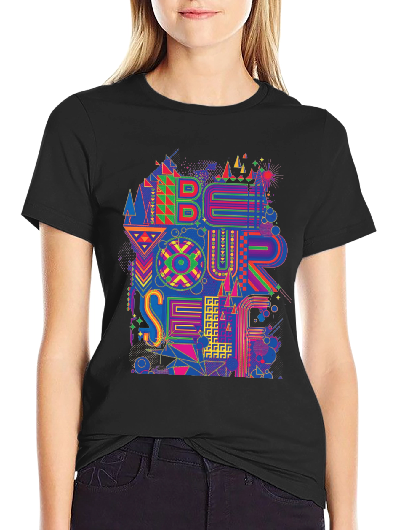 Be Yourself Graphic Print Mens Black T-Shirt