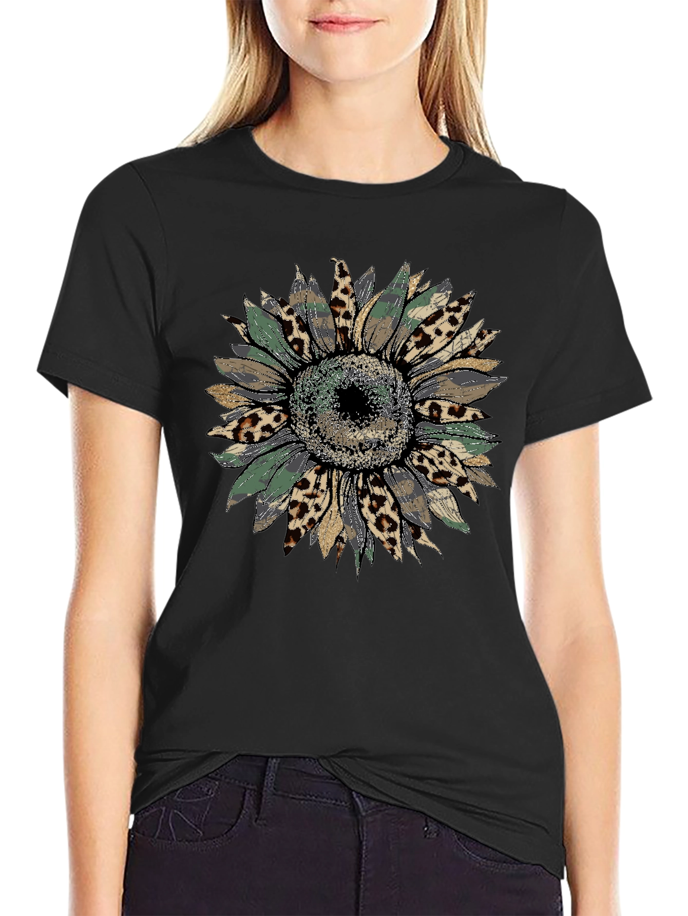 Sunflower Leopard Print Graphic Tee
