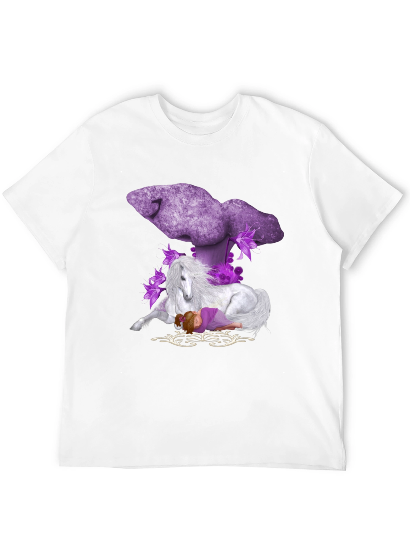 Unicorn & Girl Graphic Black T-Shirt