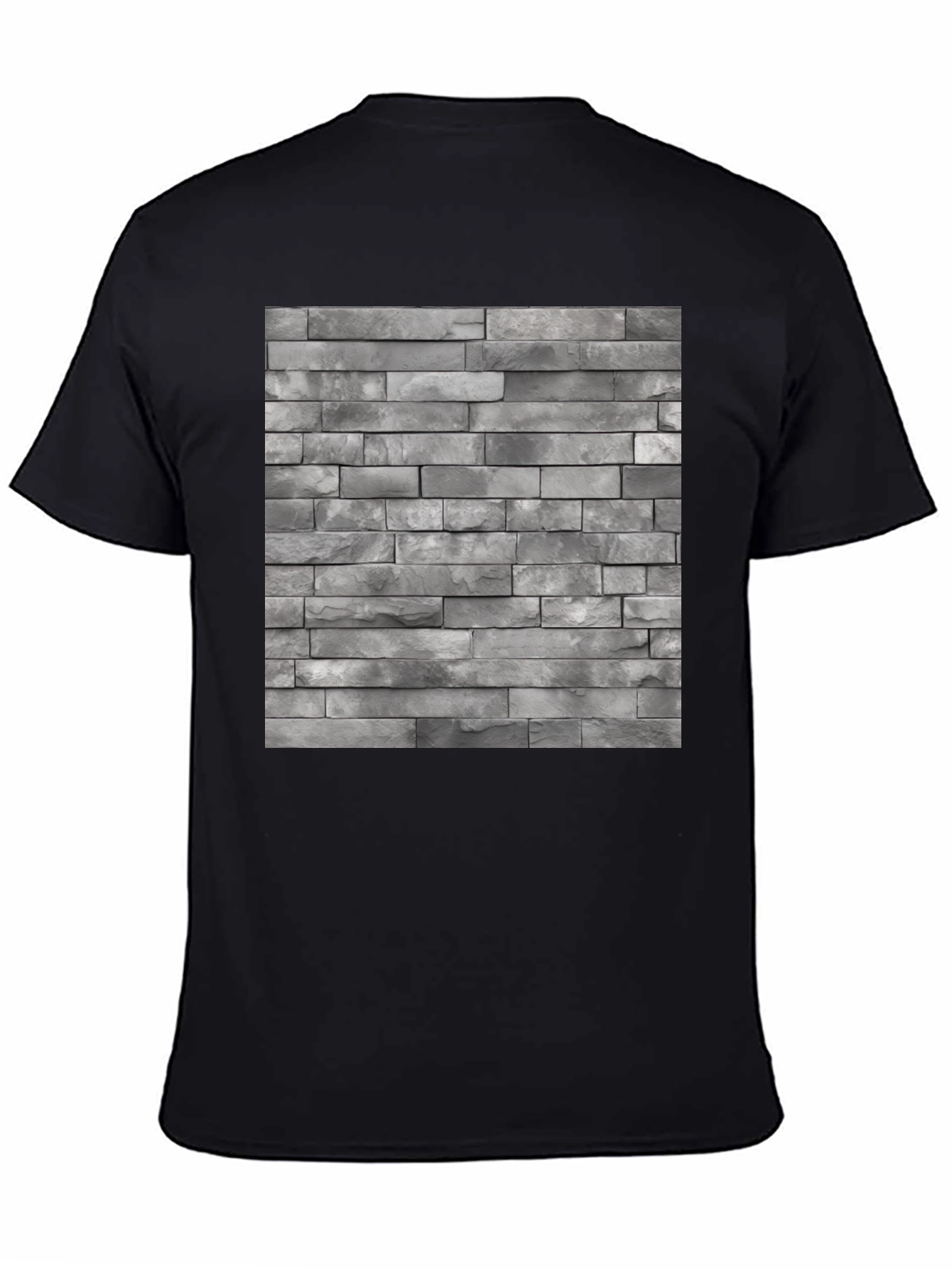 Stone Wall Pattern Black T-Shirt