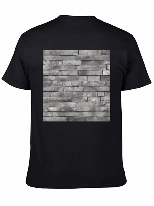 Stone Wall Pattern Black T-Shirt