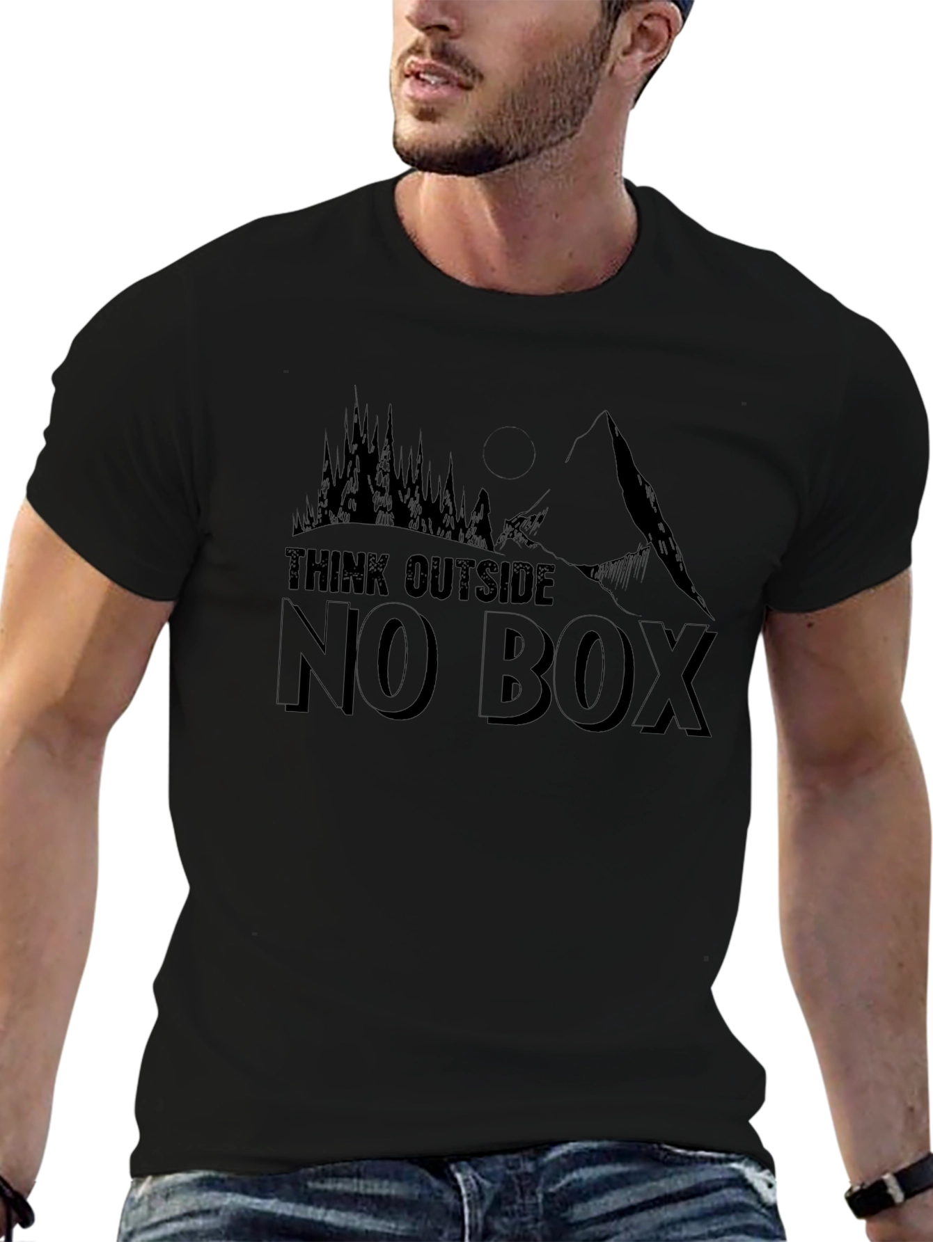 Think Outside No Box Graphic Tee - Black