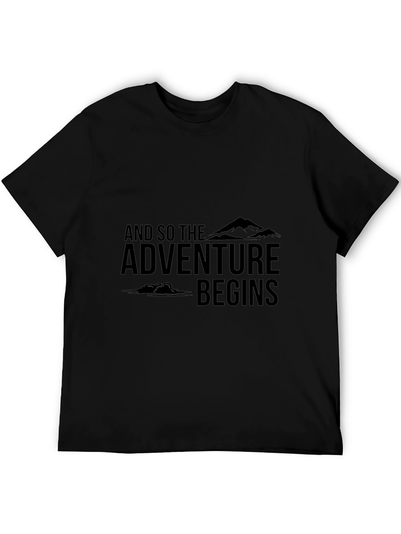 Adventure Begins Graphic Tee - Black Cotton