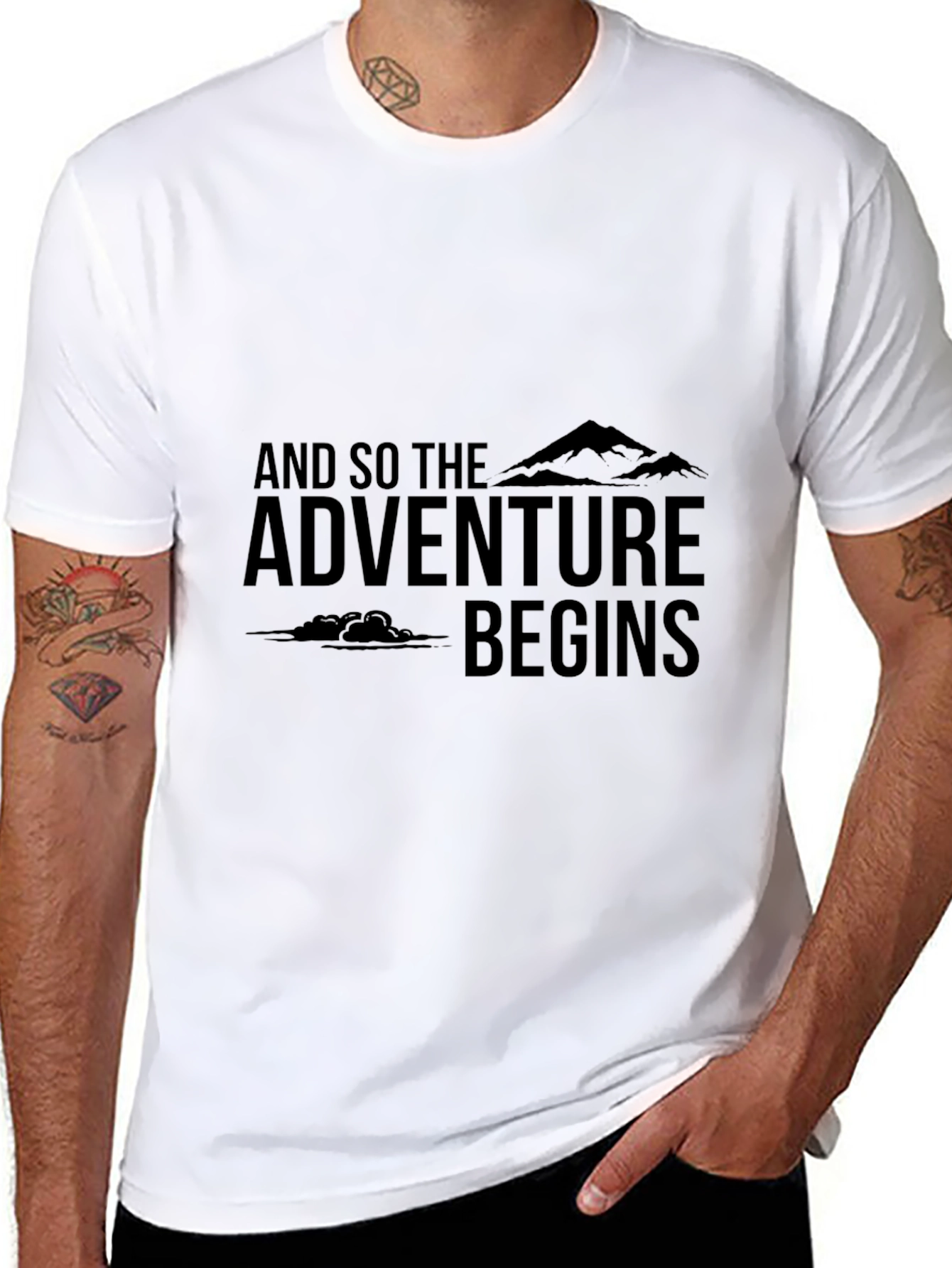 Adventure Begins Graphic Tee - Black Cotton