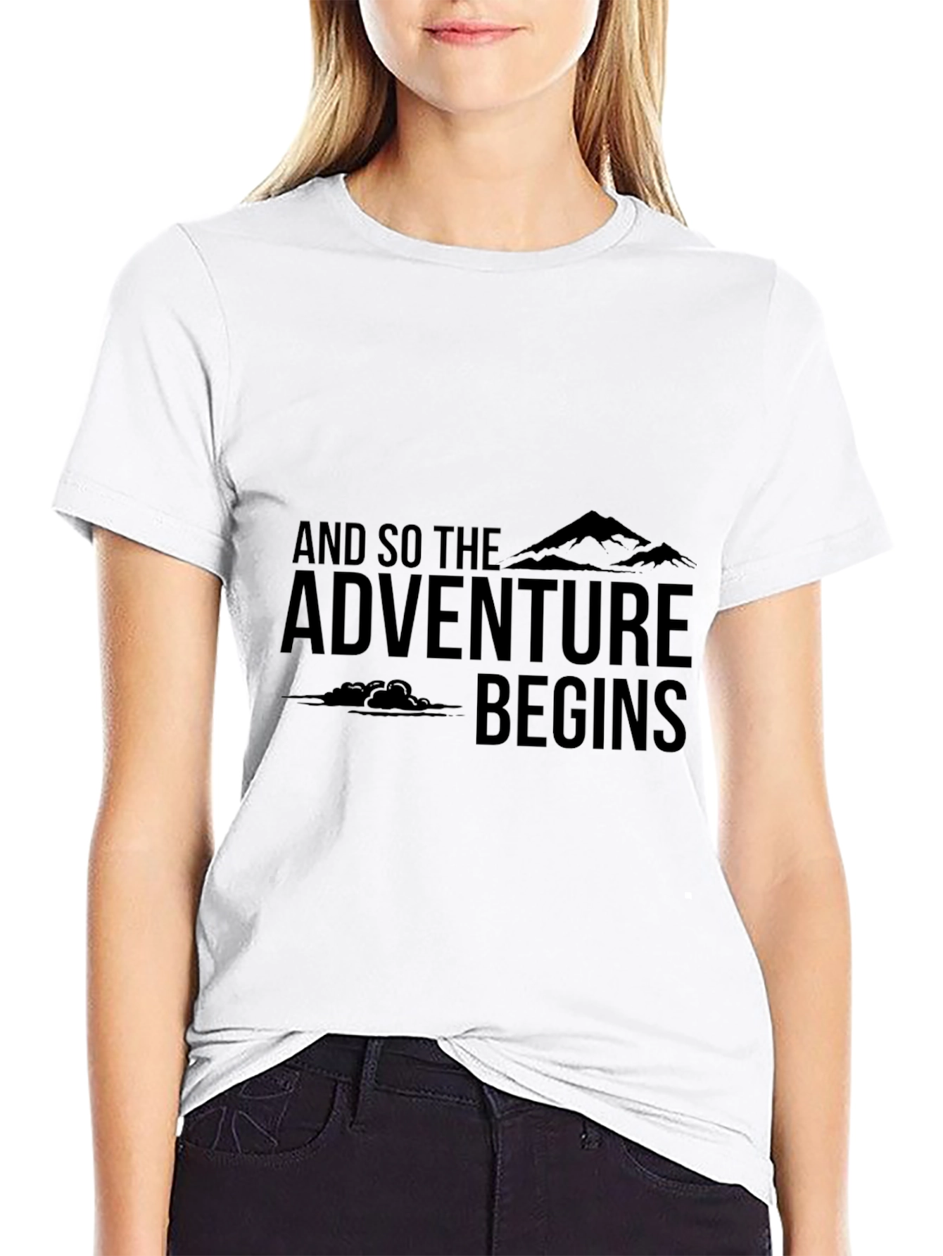 Adventure Begins Graphic Tee - Black Cotton