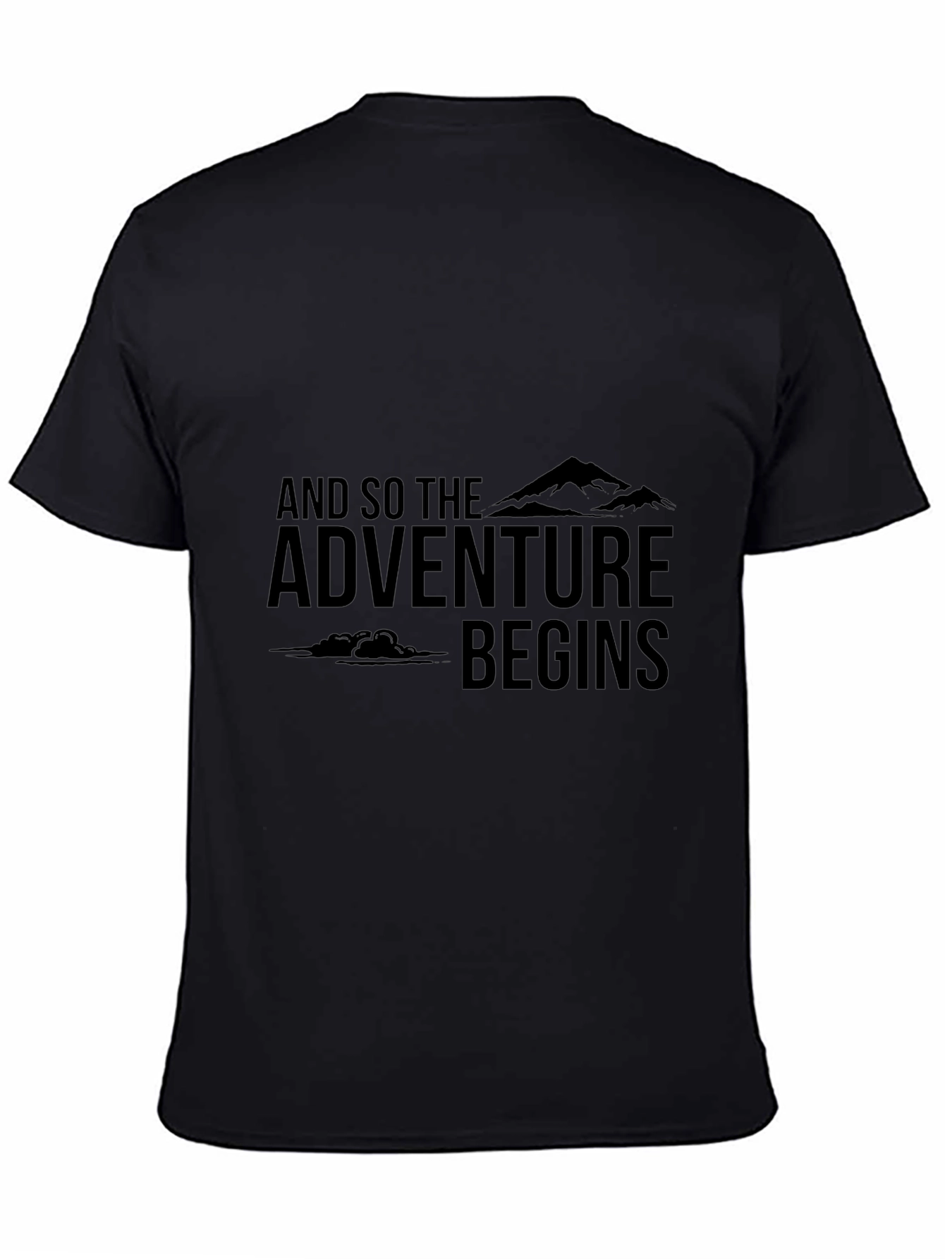 Adventure Begins Graphic Tee - Black Cotton