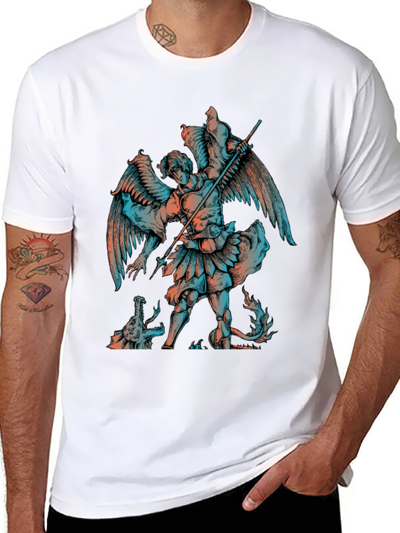 Angel vs Dragon Graphic Print T-Shirt