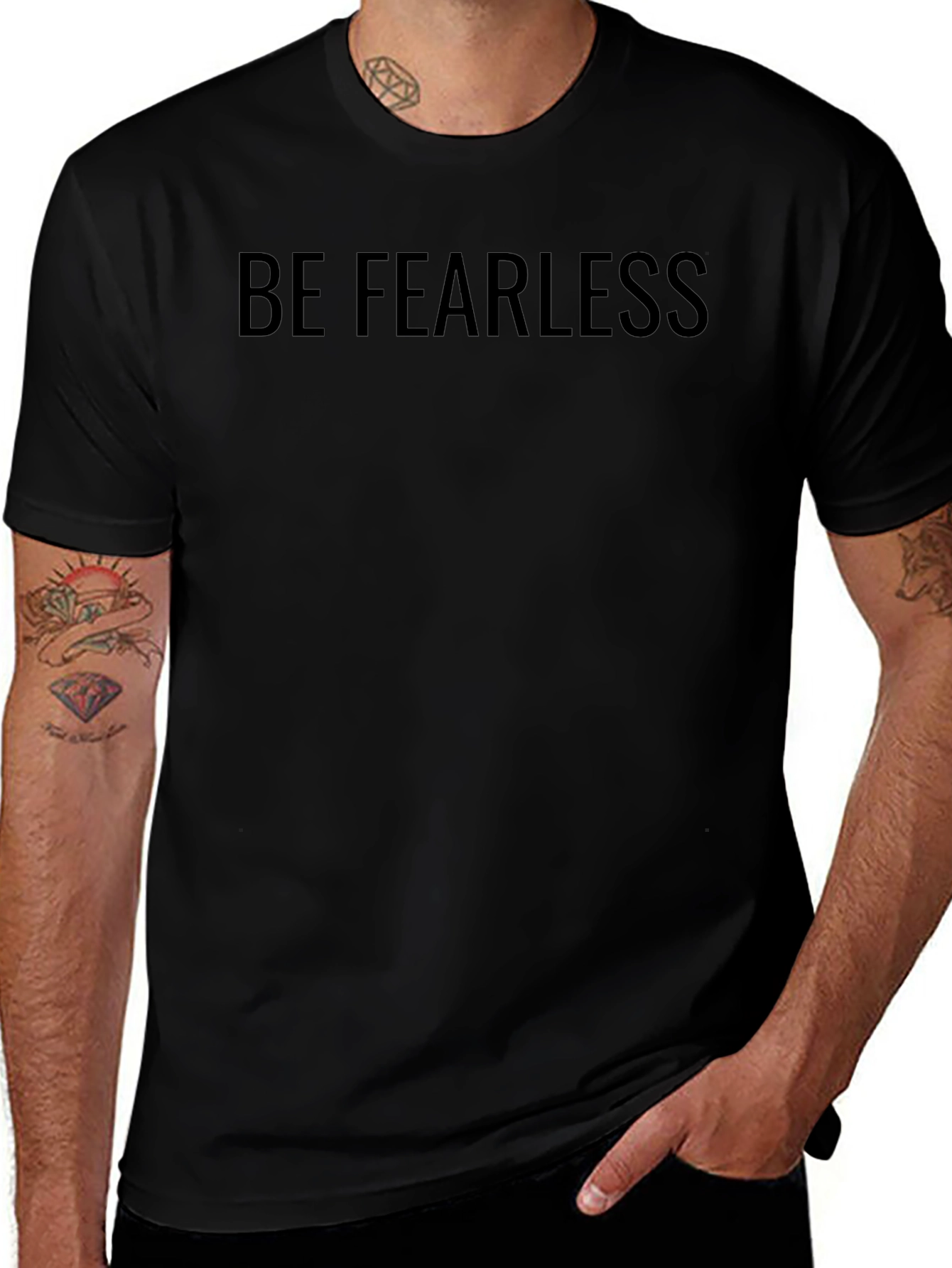 Be Fearless Crew Neck Tee - Soft Black T-Shirt