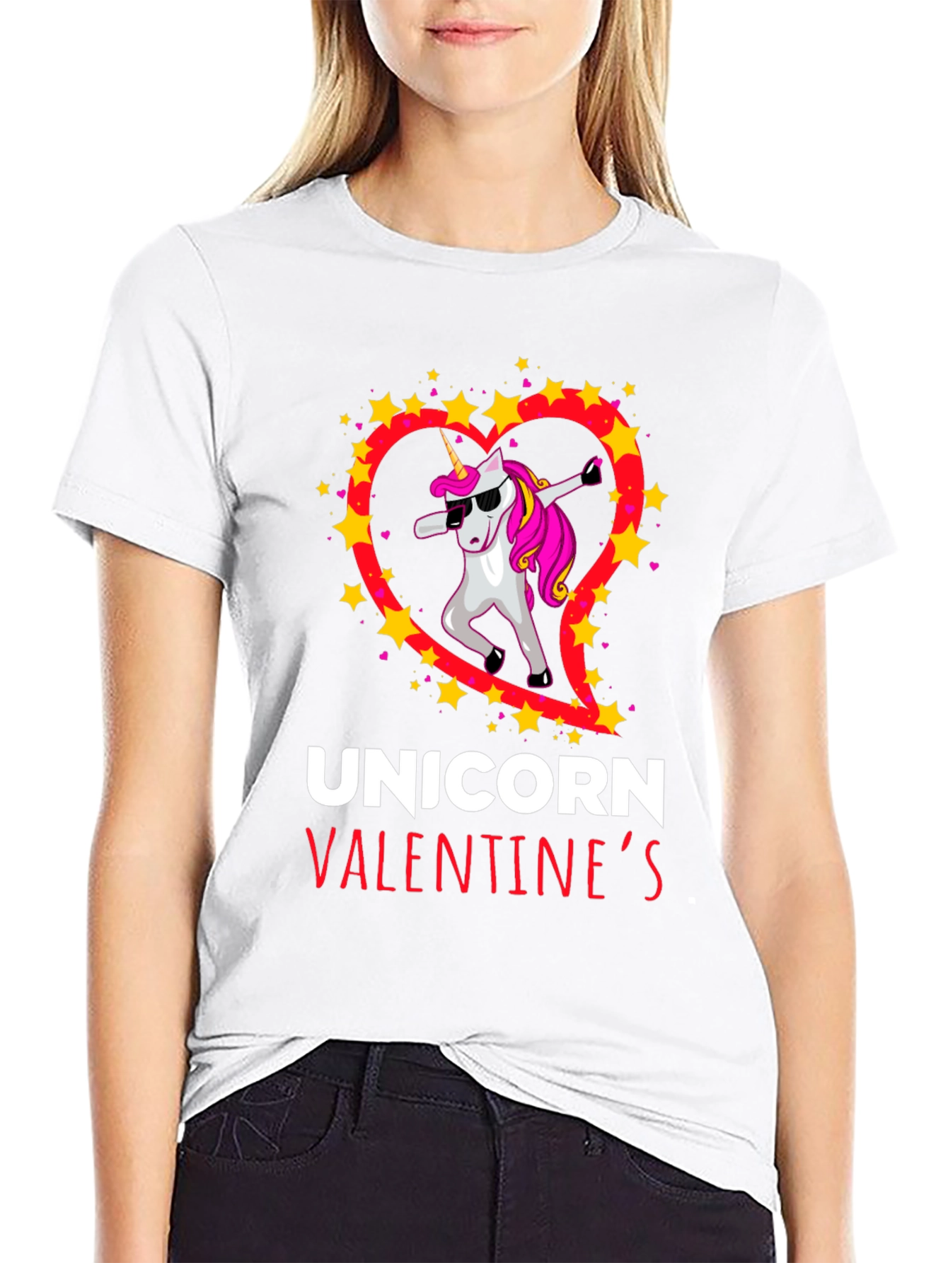 Unicorn Valentines Day Dabbing T-Shirt