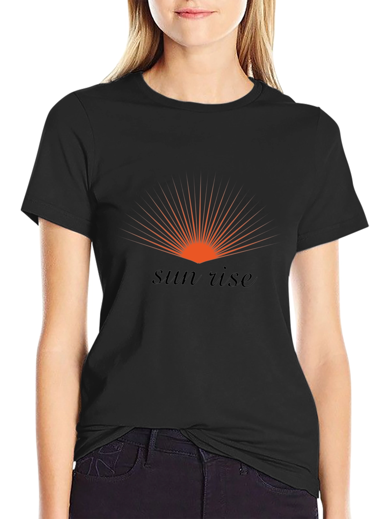 Sunrise Graphic Print Black T-Shirt