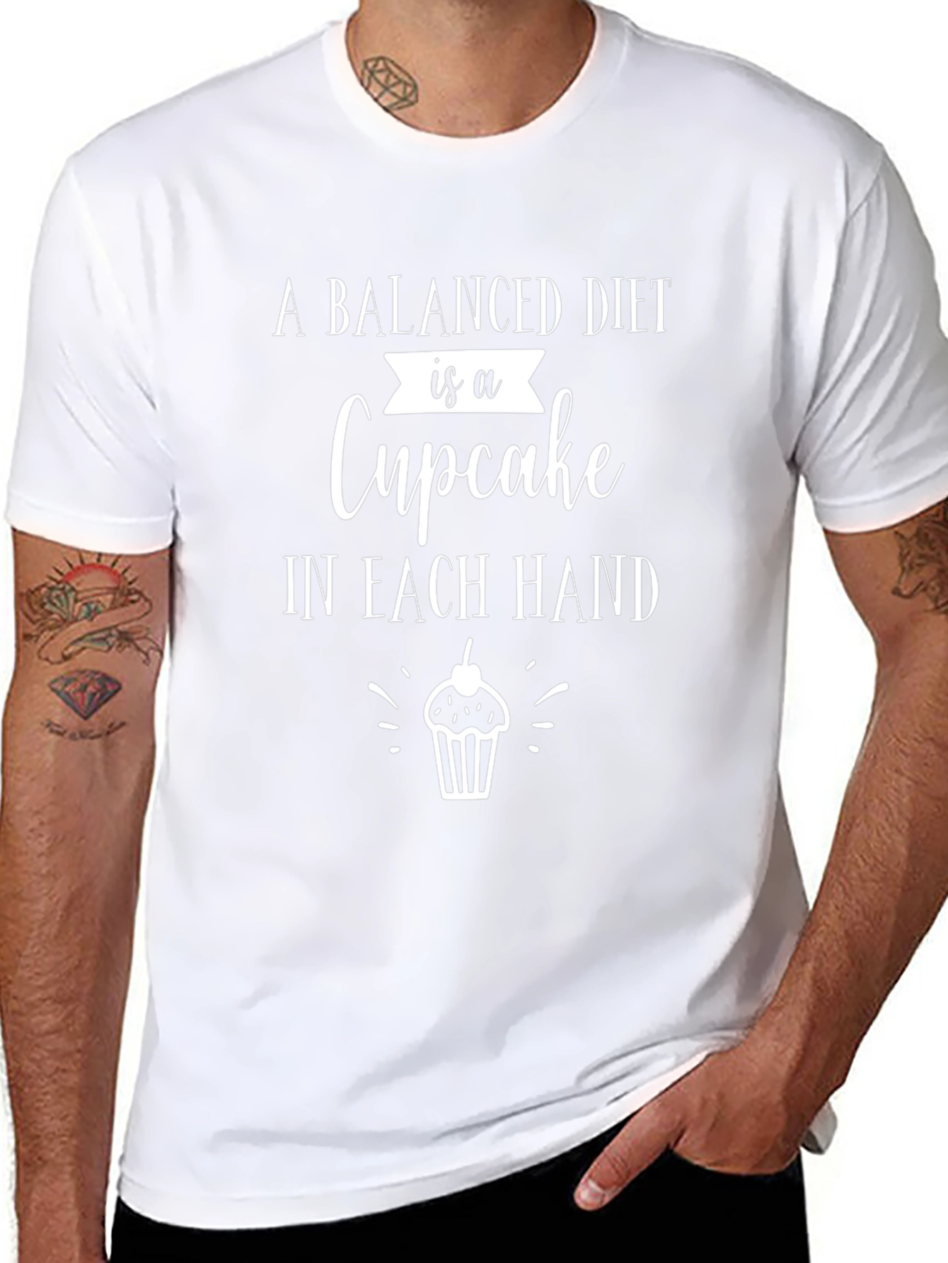 Balanced Diet Cupcake T-Shirt - Funny Graphic Tee
