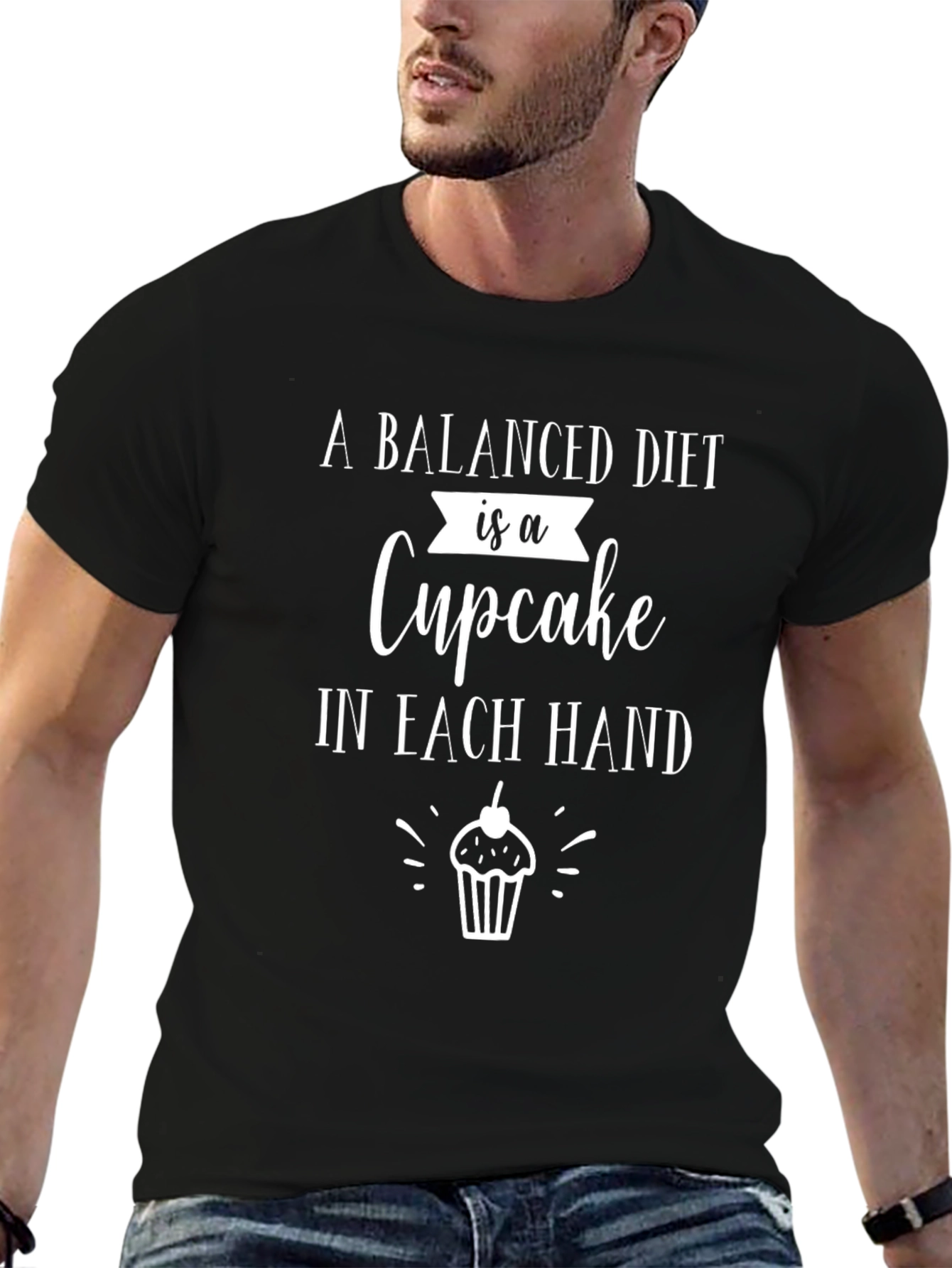 Balanced Diet Cupcake T-Shirt - Funny Graphic Tee