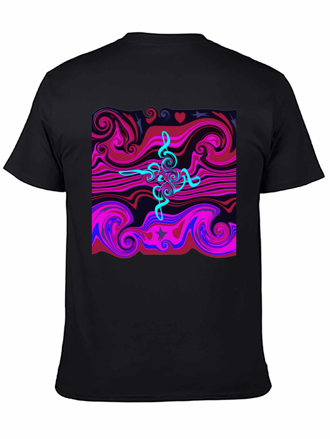 Abstract Swirl Tee - Cool Graphic Print Black T-Shirt