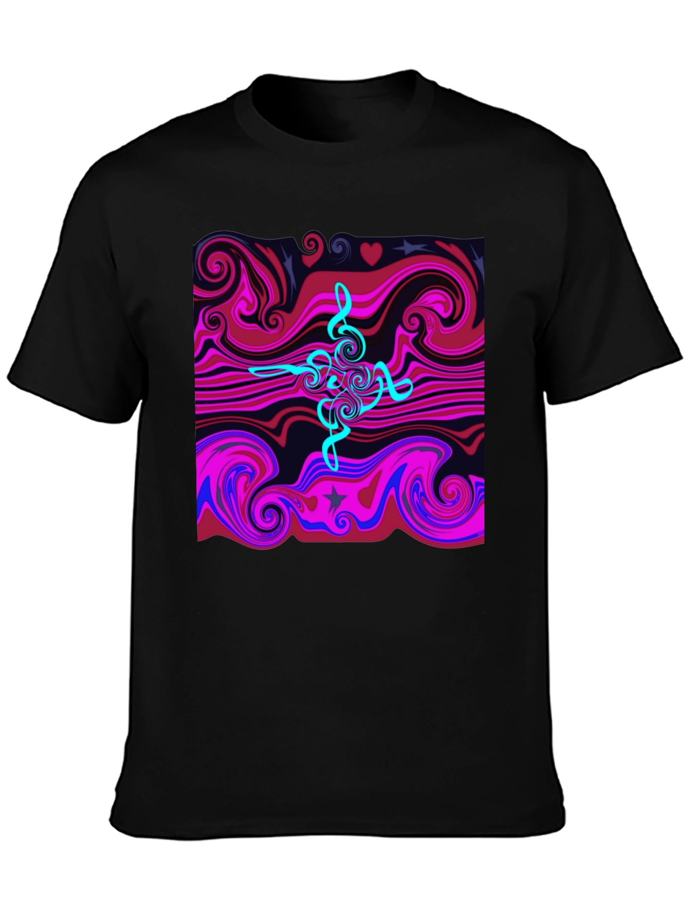 Abstract Swirl Tee - Cool Graphic Print Black T-Shirt