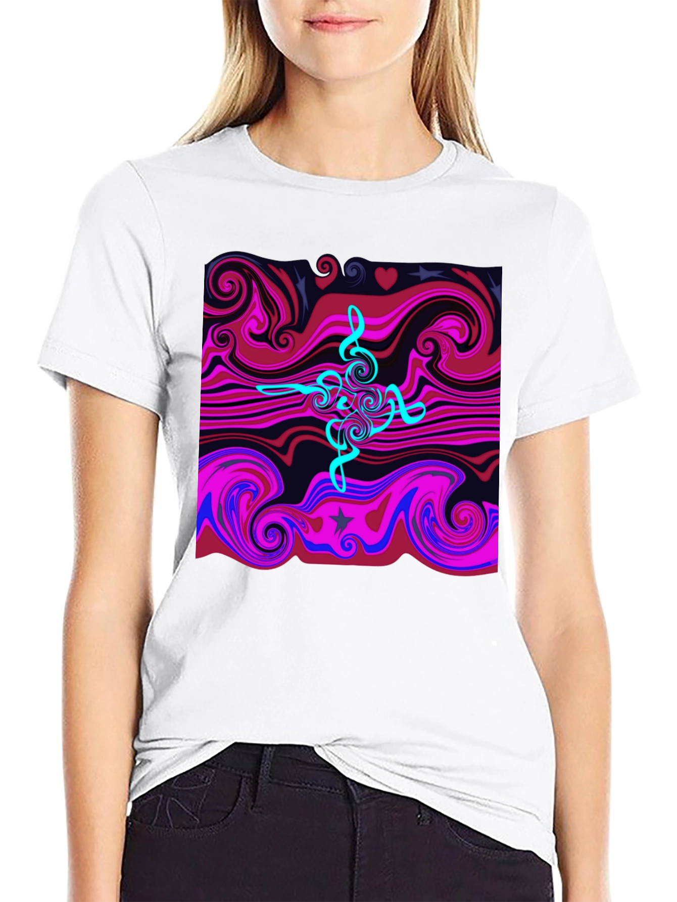 Abstract Swirl Tee - Cool Graphic Print Black T-Shirt