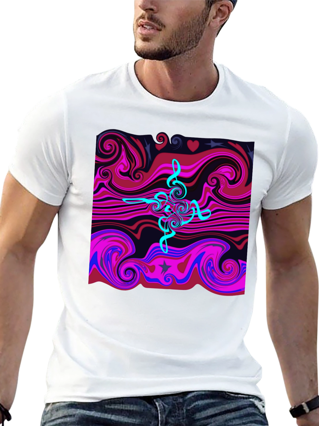 Abstract Swirl Tee - Cool Graphic Print Black T-Shirt