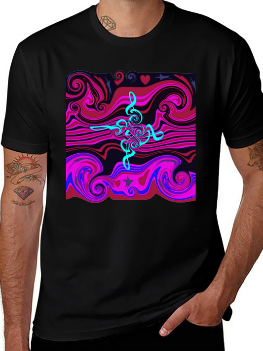 Abstract Swirl Tee - Cool Graphic Print Black T-Shirt