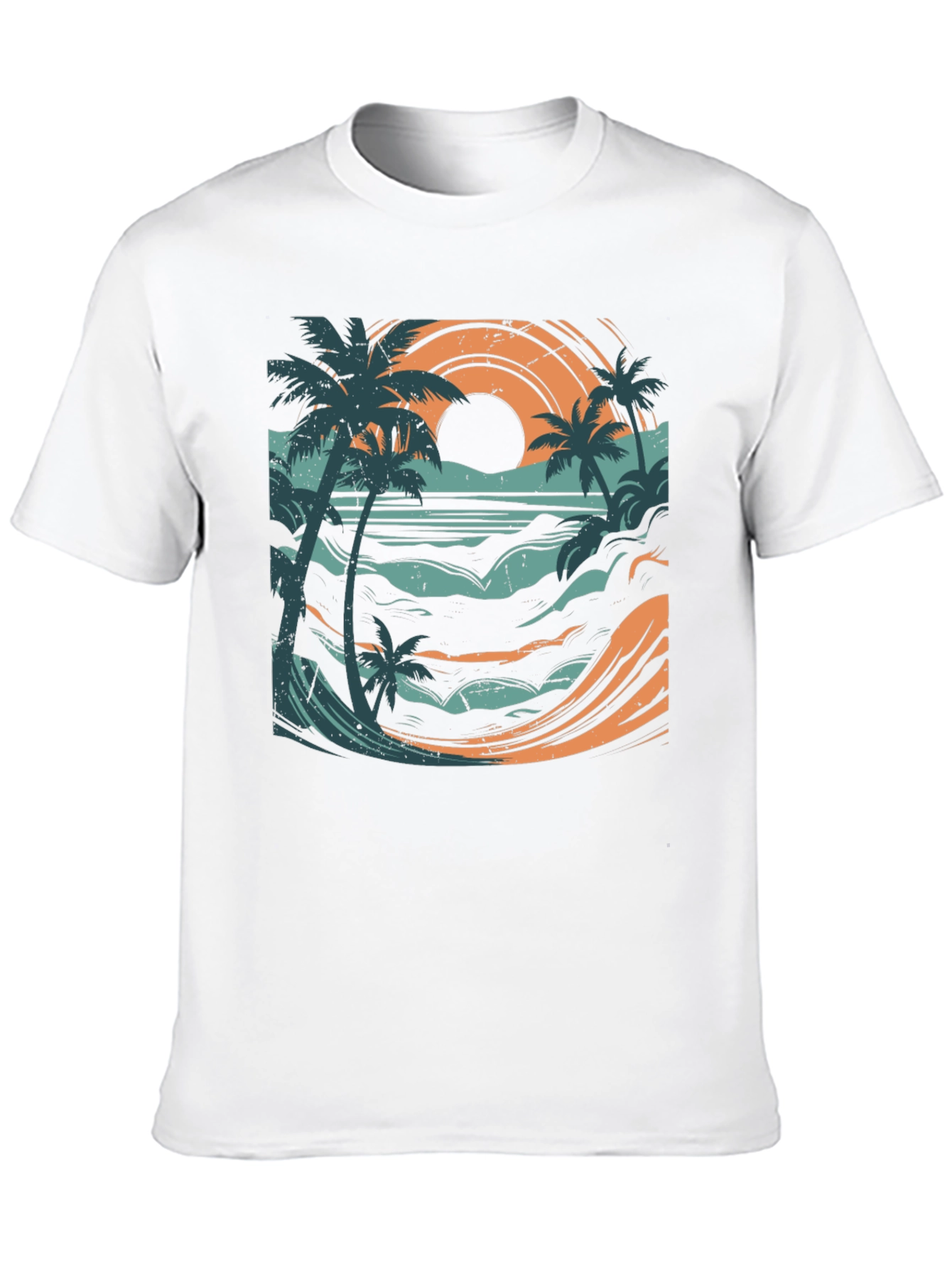Sunset Beach Graphic Tee - Black Cotton Blend