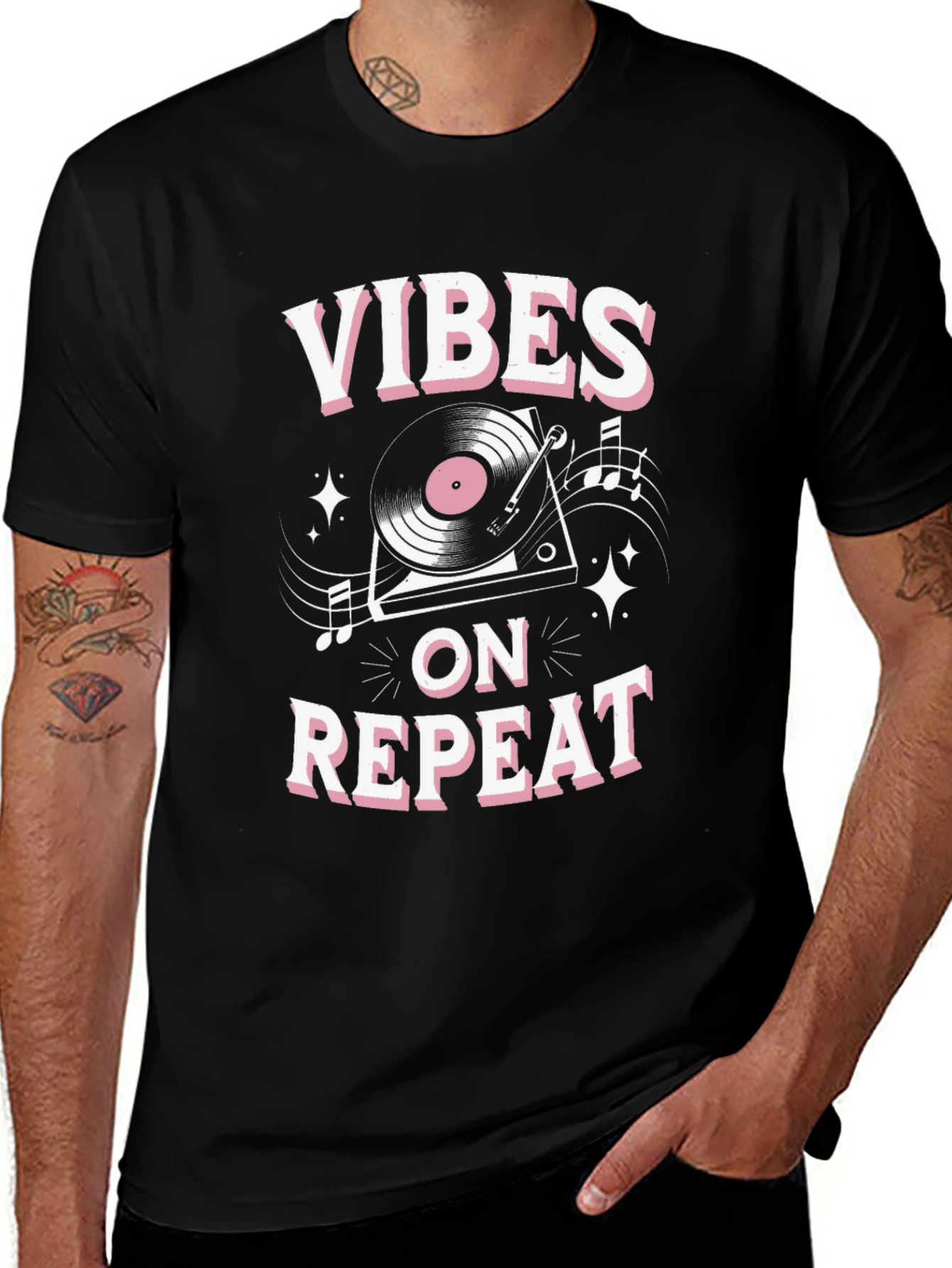 Vibes on Repeat Graphic T-Shirt - Black