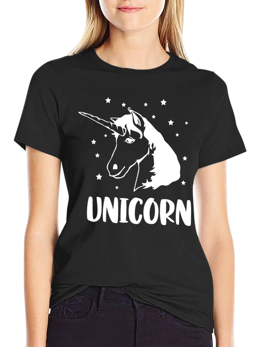 Unicorn Graphic Tee - Black Cotton T-Shirt