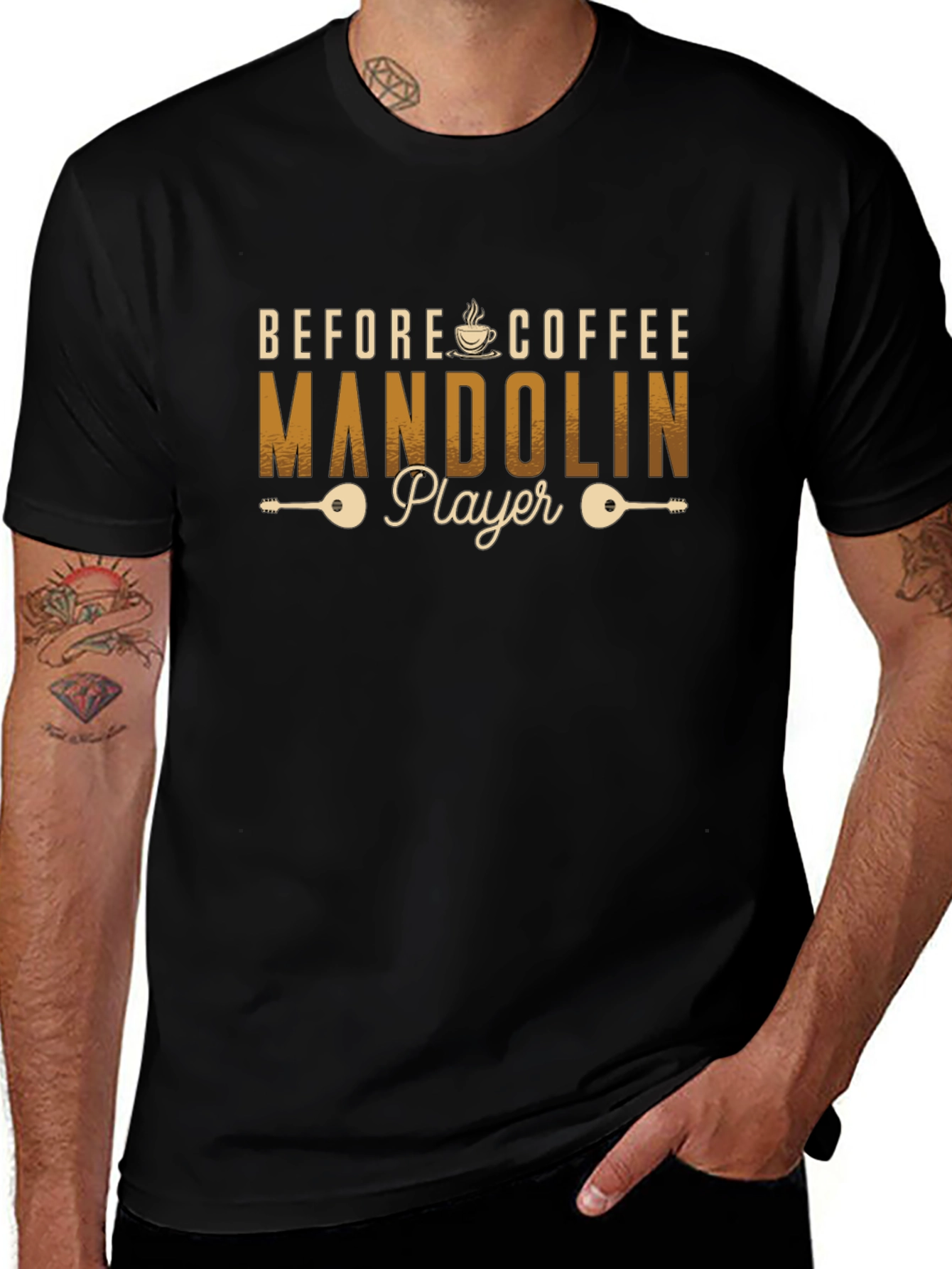 Before Coffee Mandolin Player T-Shirt