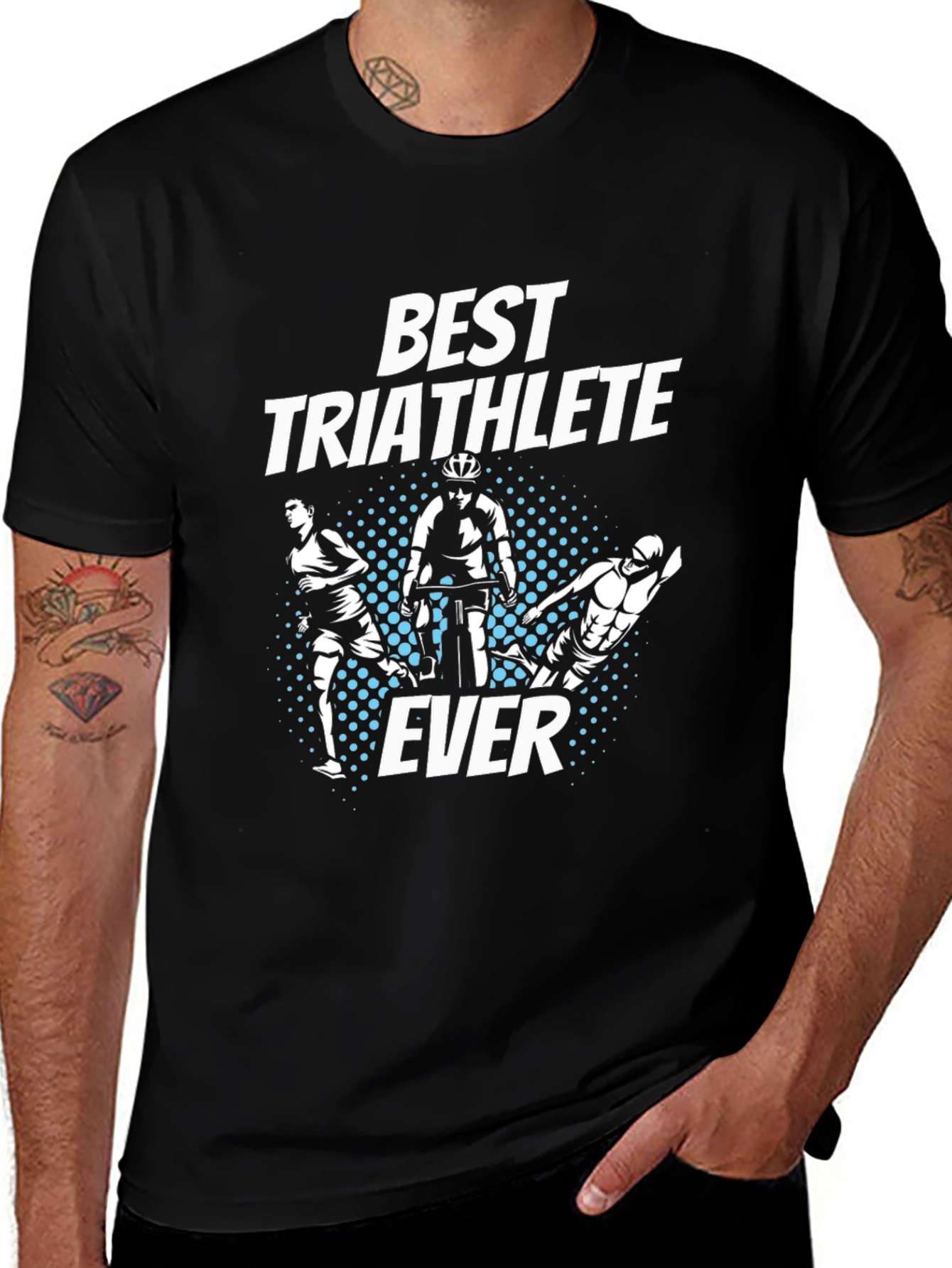 Best Triathlete Ever T-Shirt - Black Cotton Tee