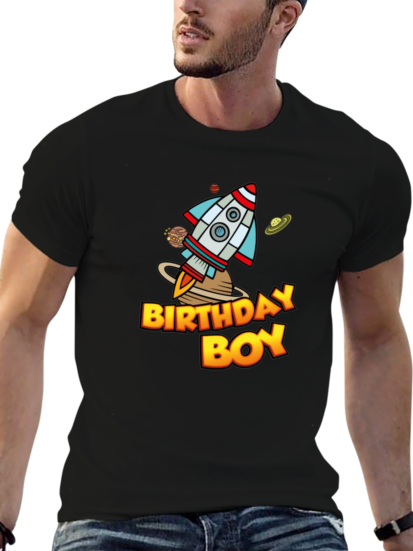 Birthday Boy Space Rocket T-Shirt