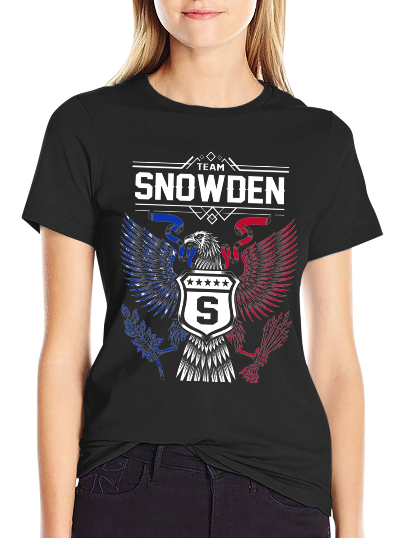 Team Snowden Eagle Patriotic Black T-Shirt