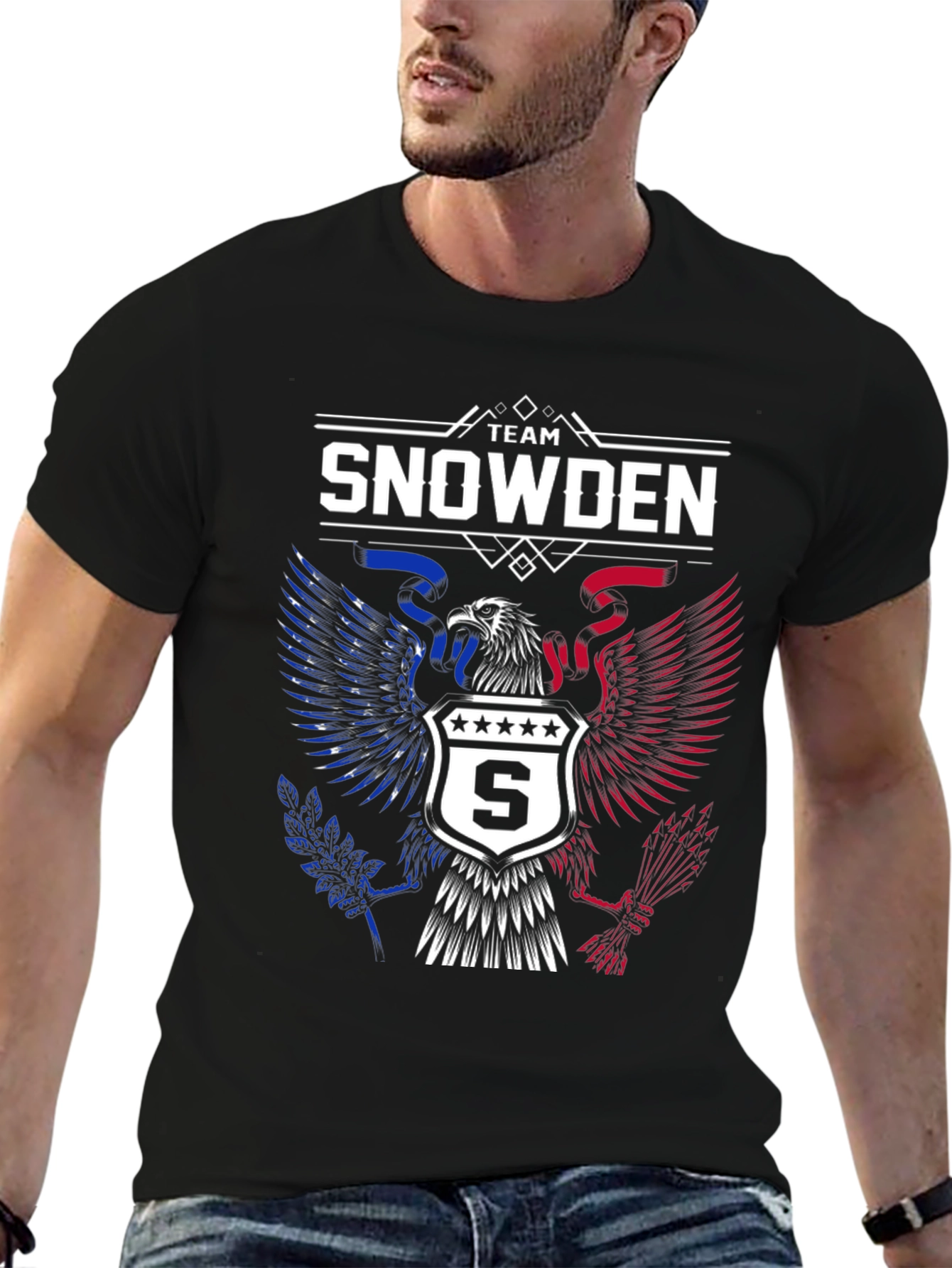 Team Snowden Eagle Patriotic Black T-Shirt