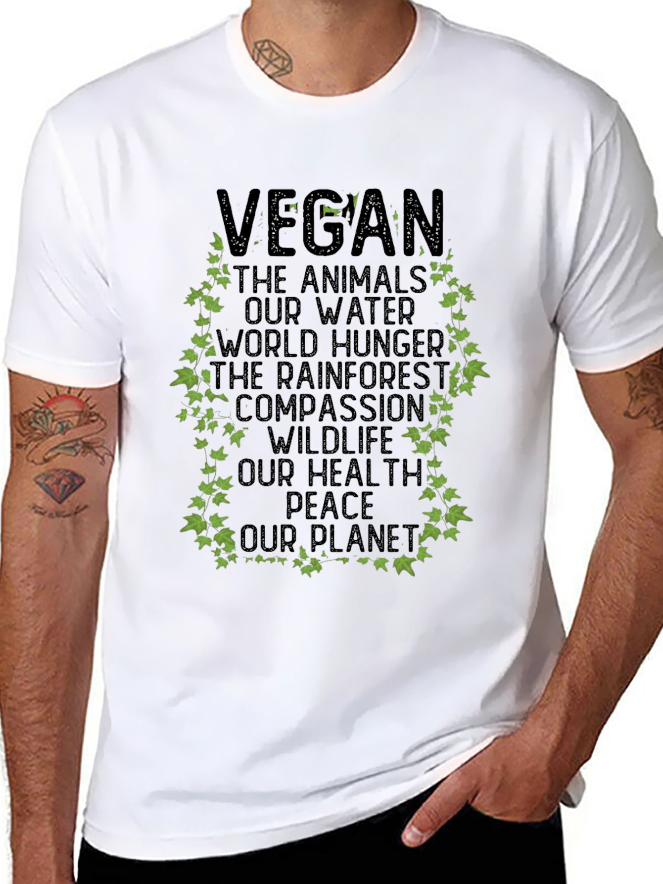 Vegan Cause Graphic Tee - Animals Water Planet