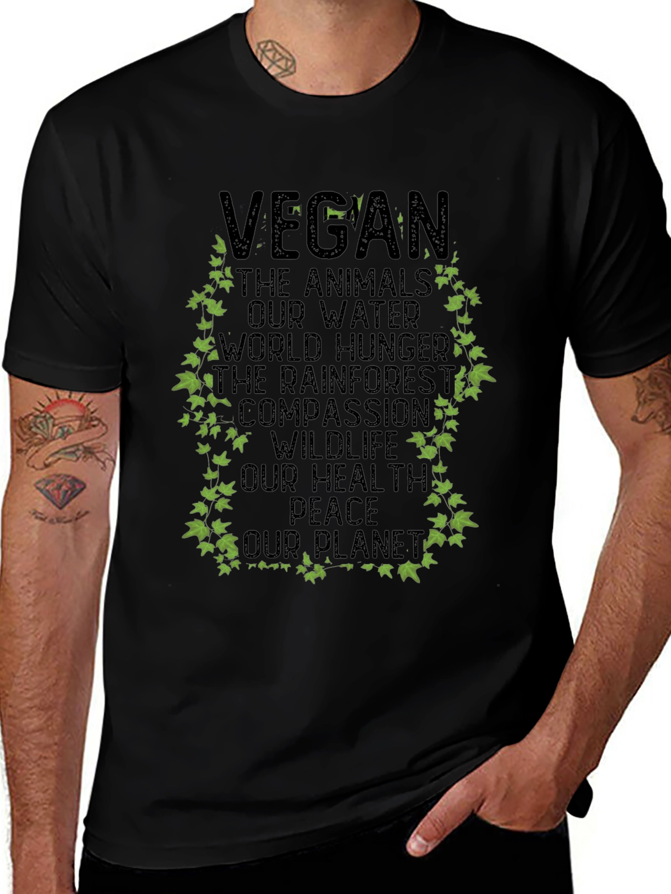 Vegan Cause Graphic Tee - Animals Water Planet