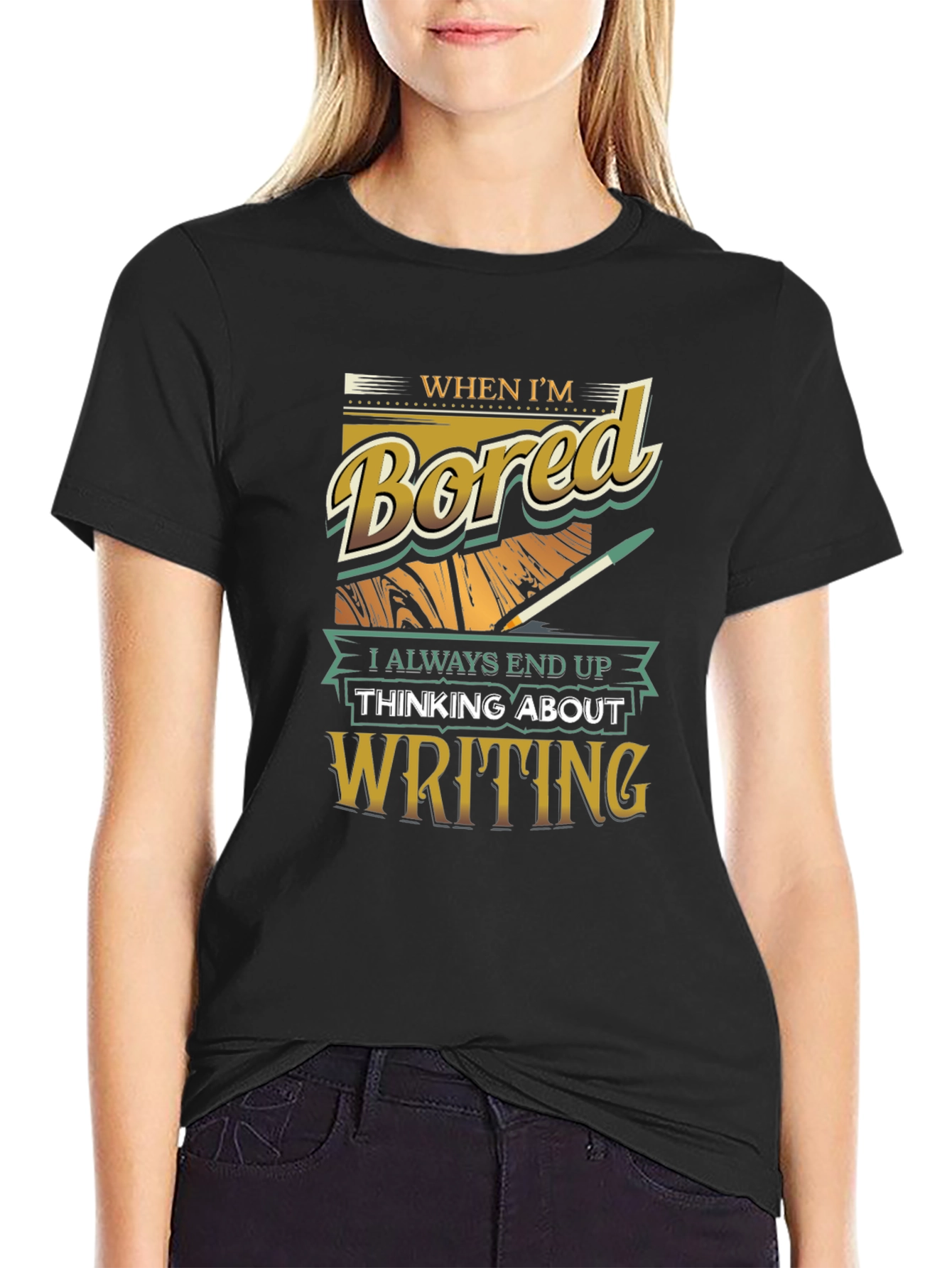 Bored Writer Graphic T-Shirt