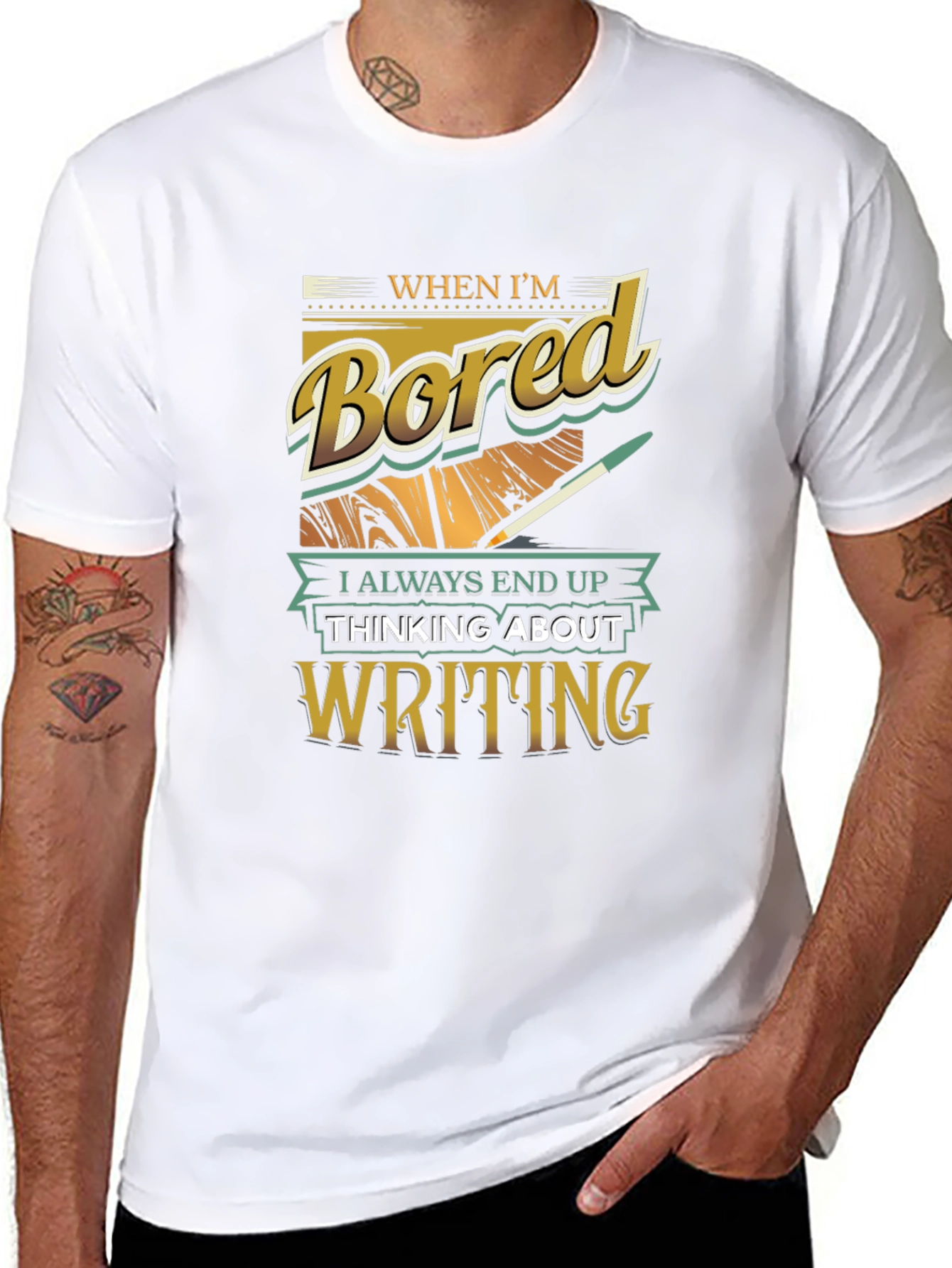 Bored Writer Graphic T-Shirt
