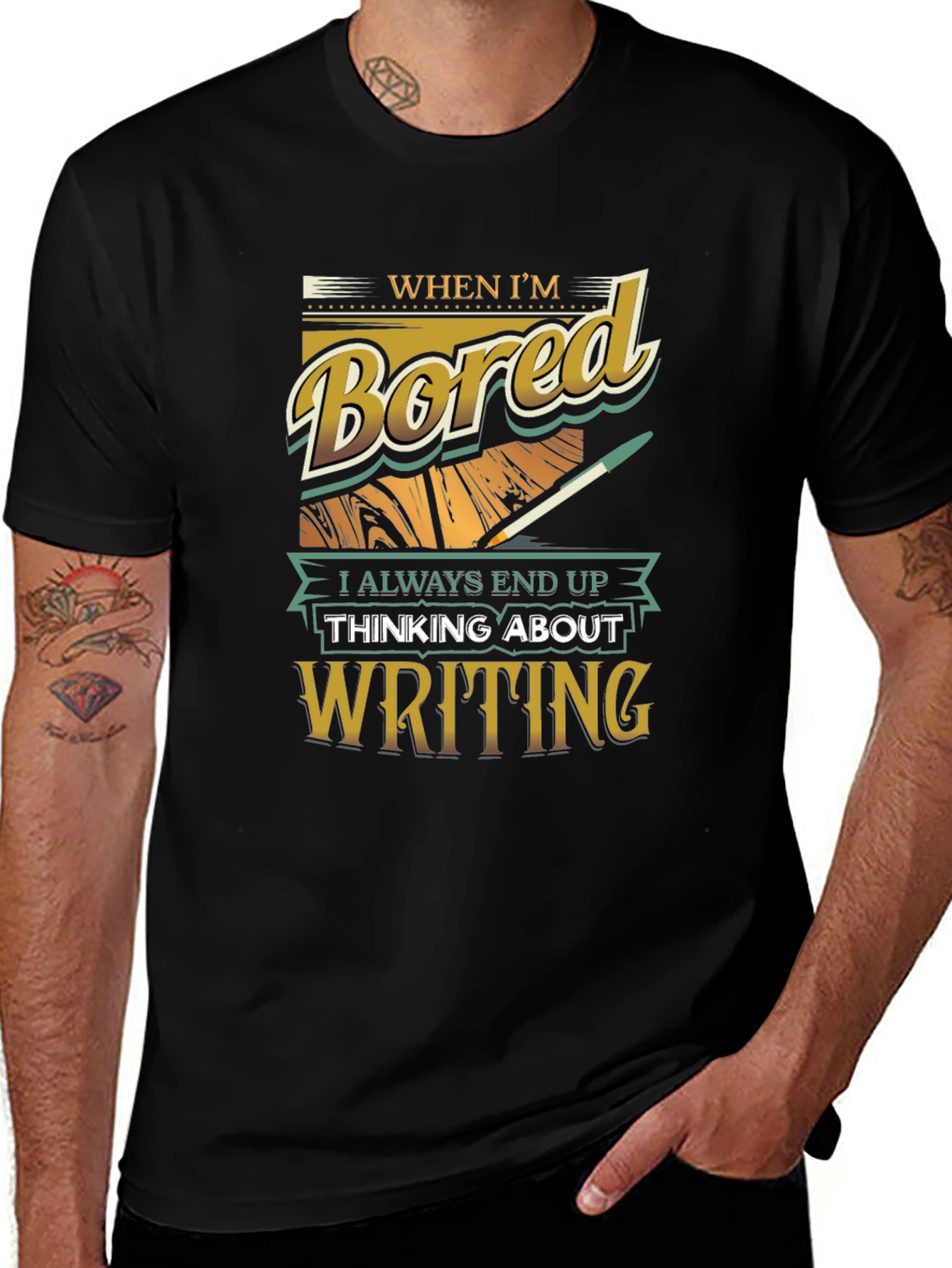 Bored Writer Graphic T-Shirt
